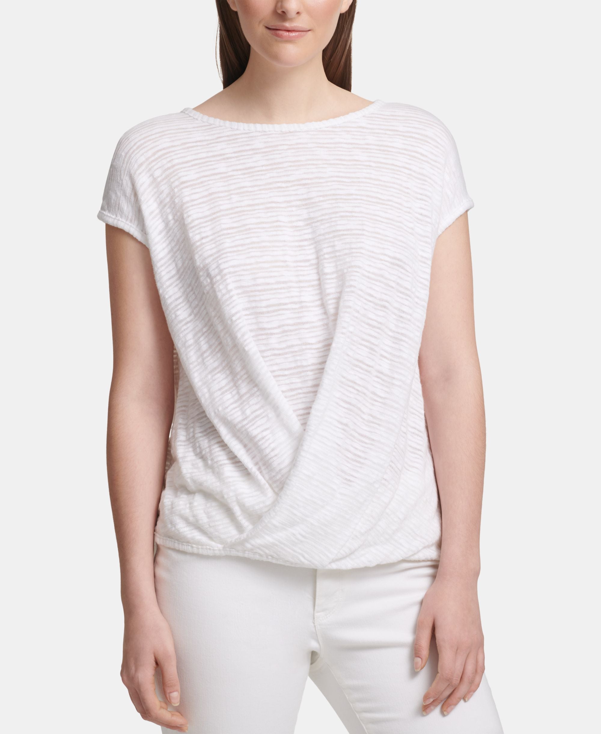 DKNY Twist Front Short Sleeve Top