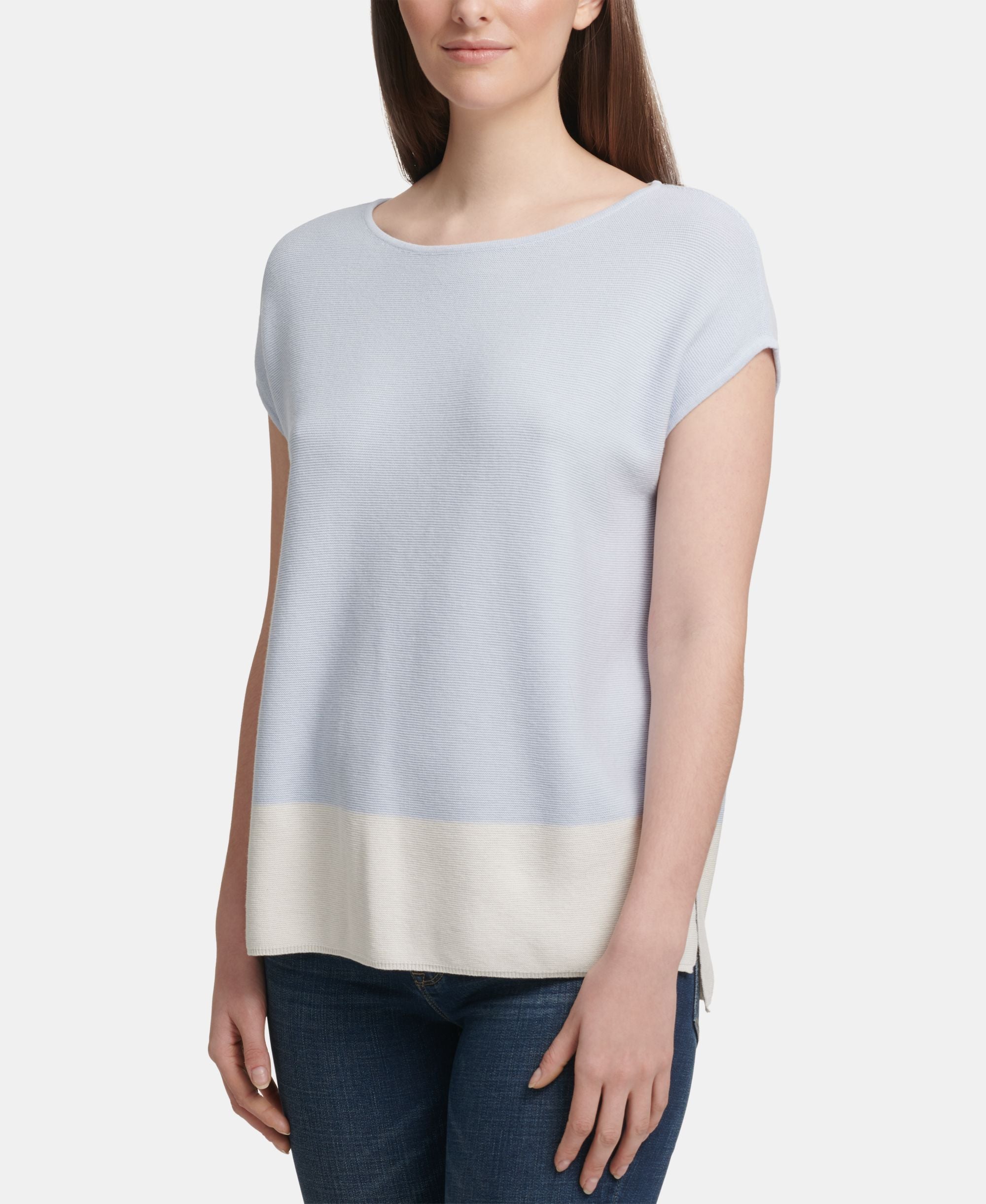 Colorblock Cap-Sleeve Top