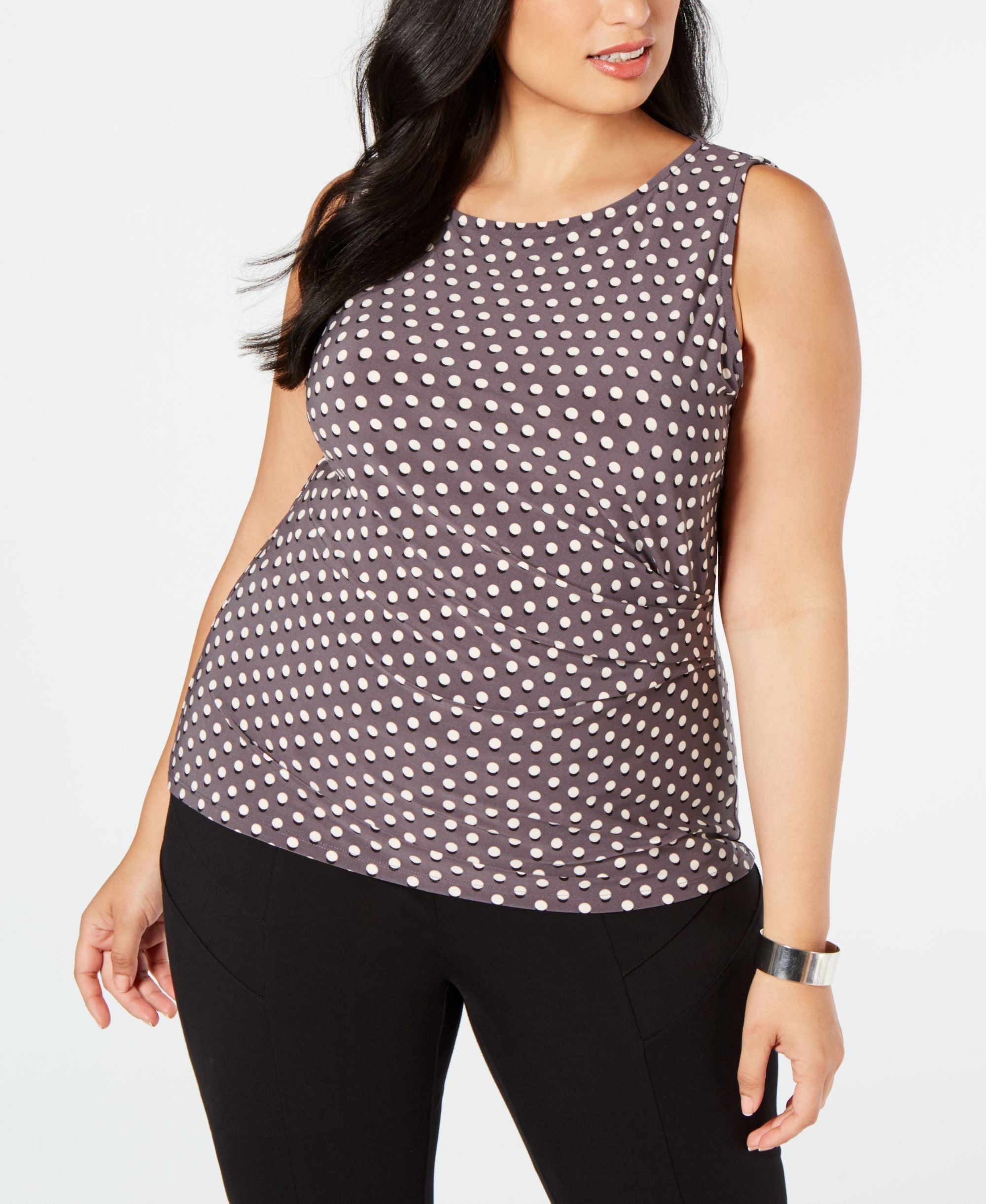 Plus Size Carlyle Dotted Side-Ruched Top