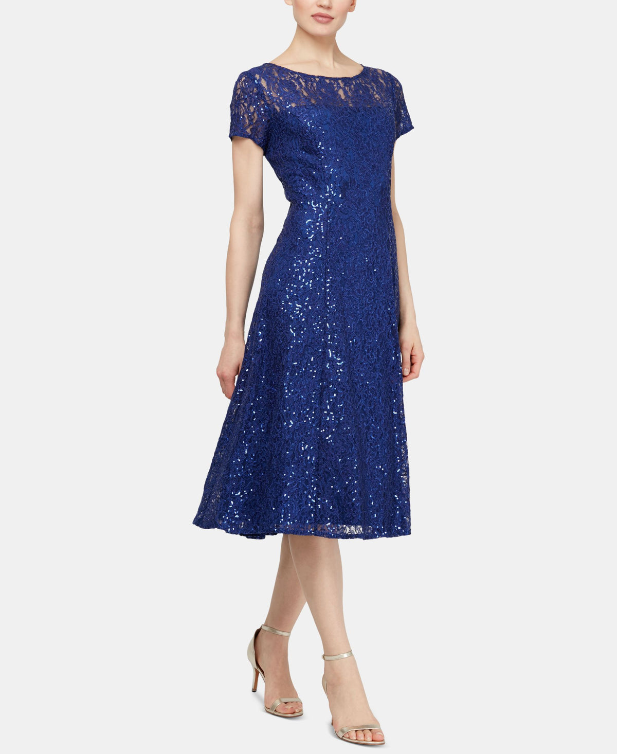Sequined Lace Midi Dress