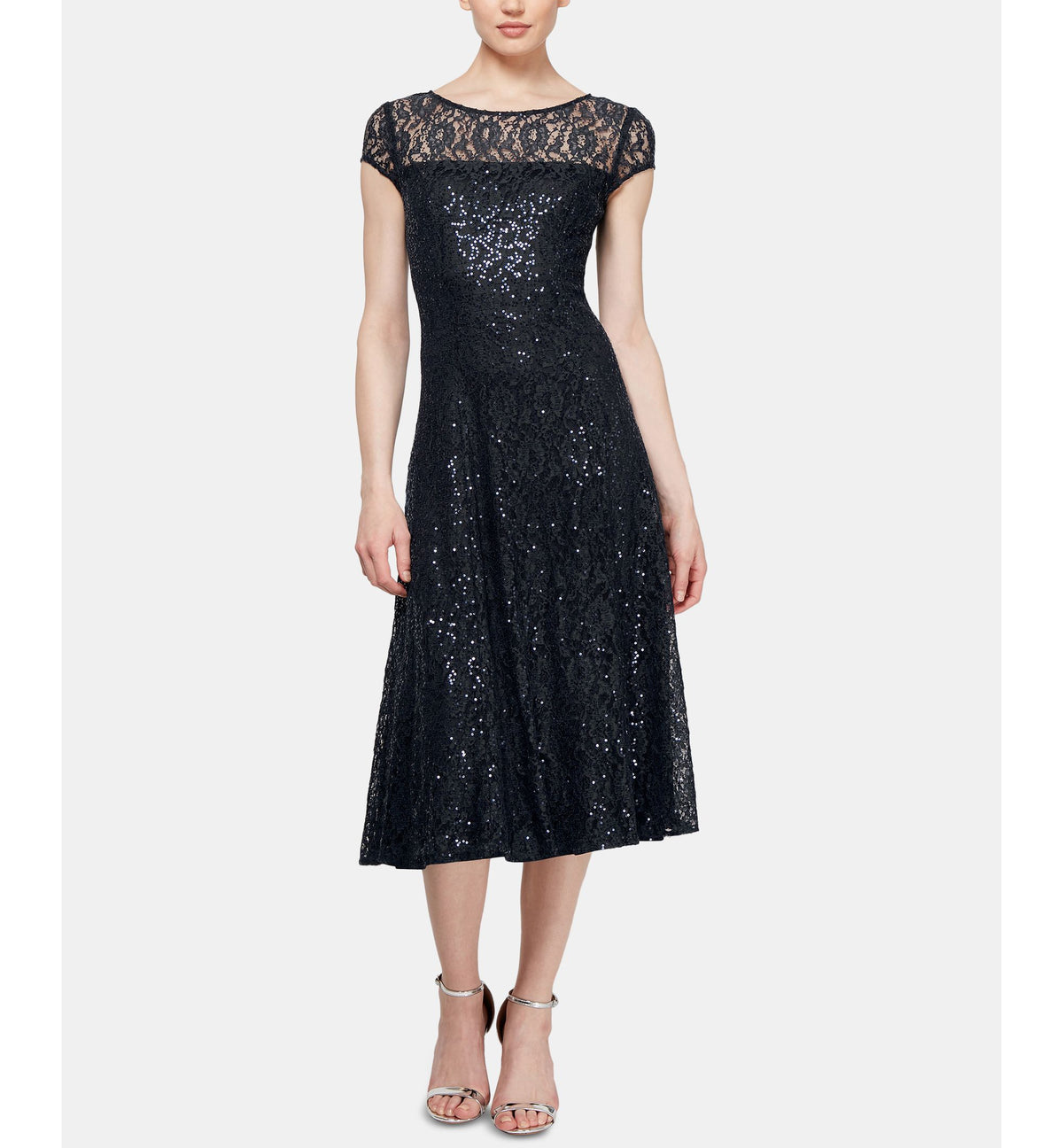 Sequined Lace Midi Dress
