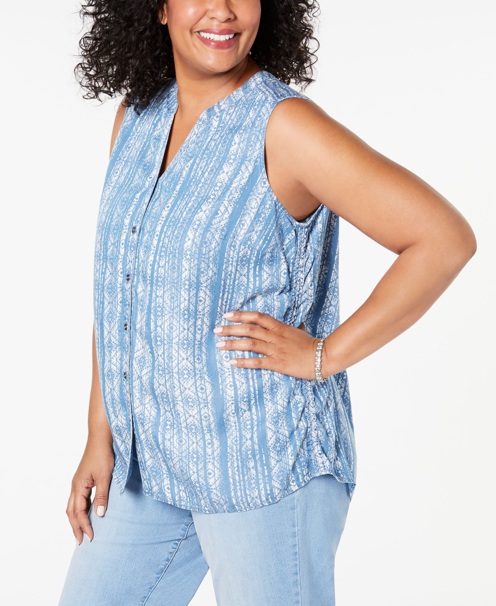 Style & Co Plus Size Printed Sleeveless Shirt