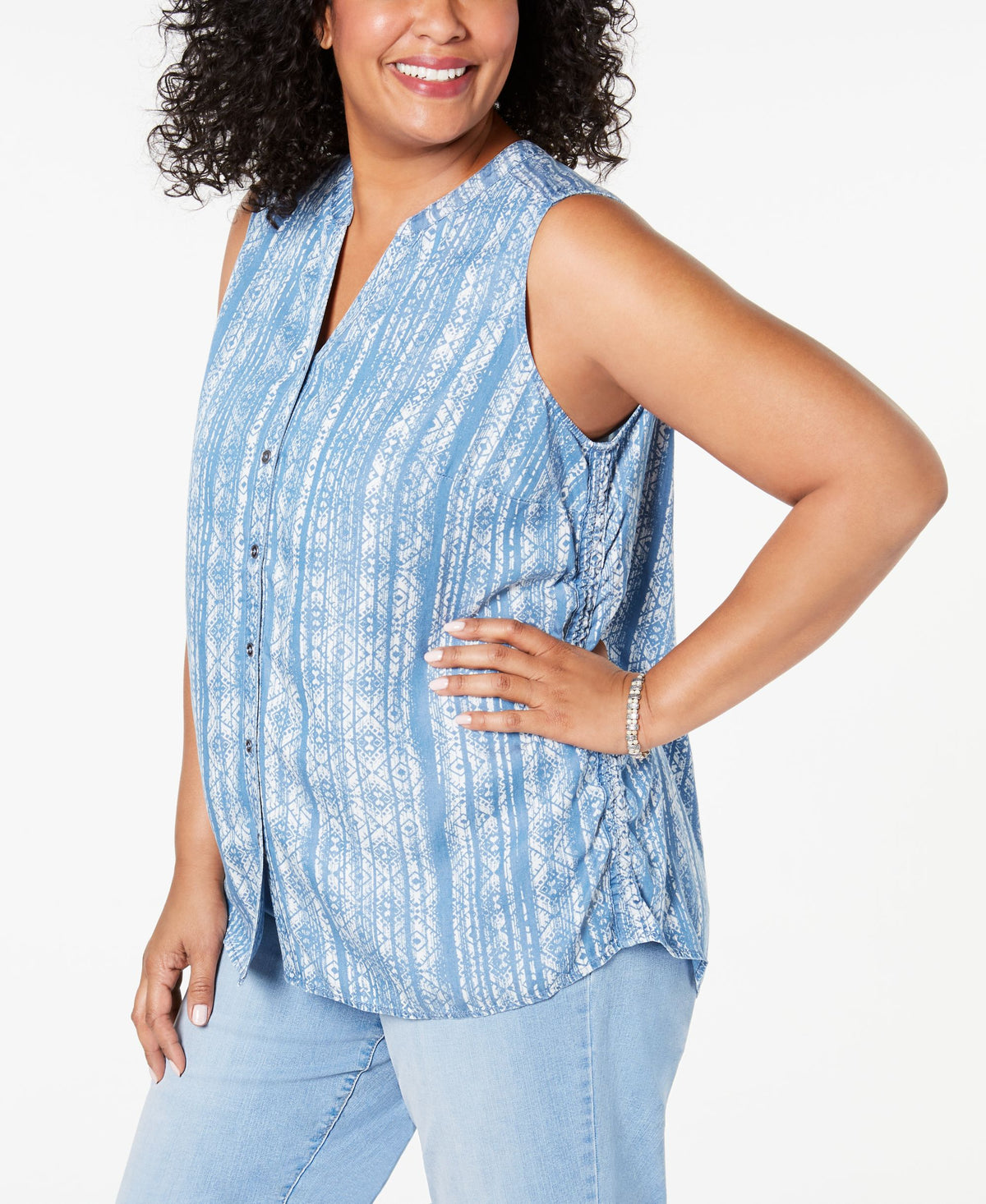Style & Co Plus Size Printed Sleeveless Shirt
