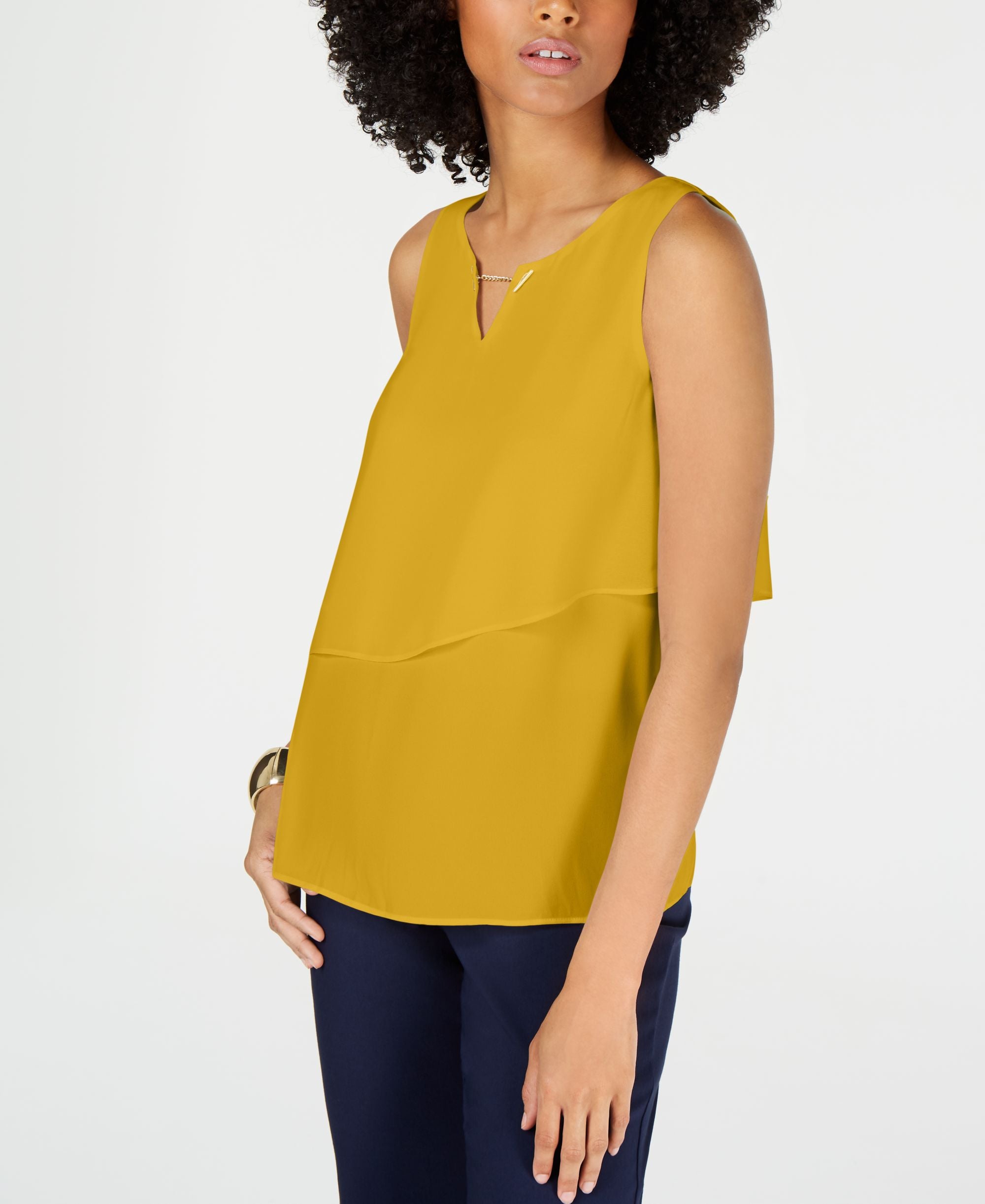 Thalia Sodi Hardware Tiered Sleeveless Top