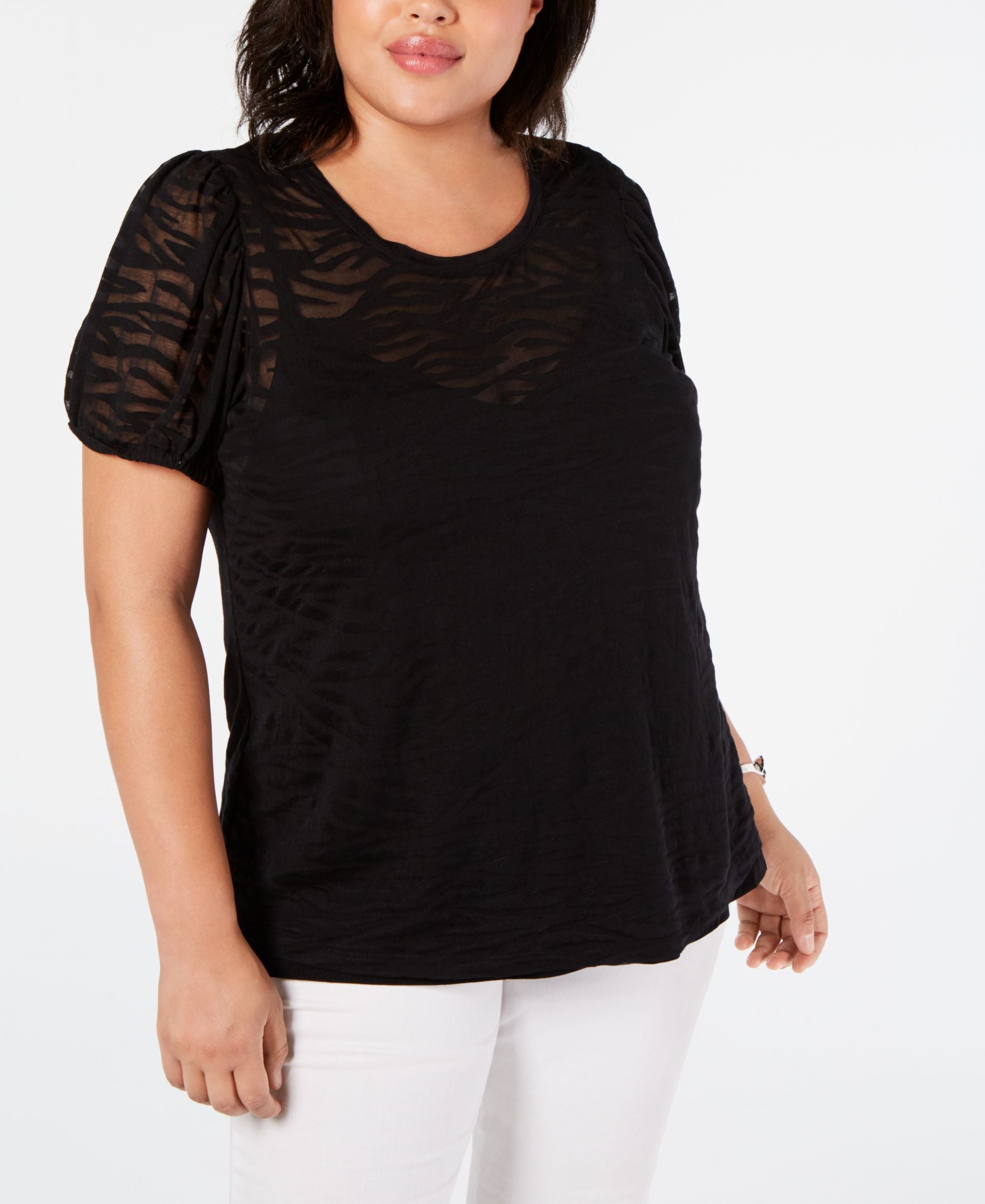 Plus Size Zebra Burnout Top