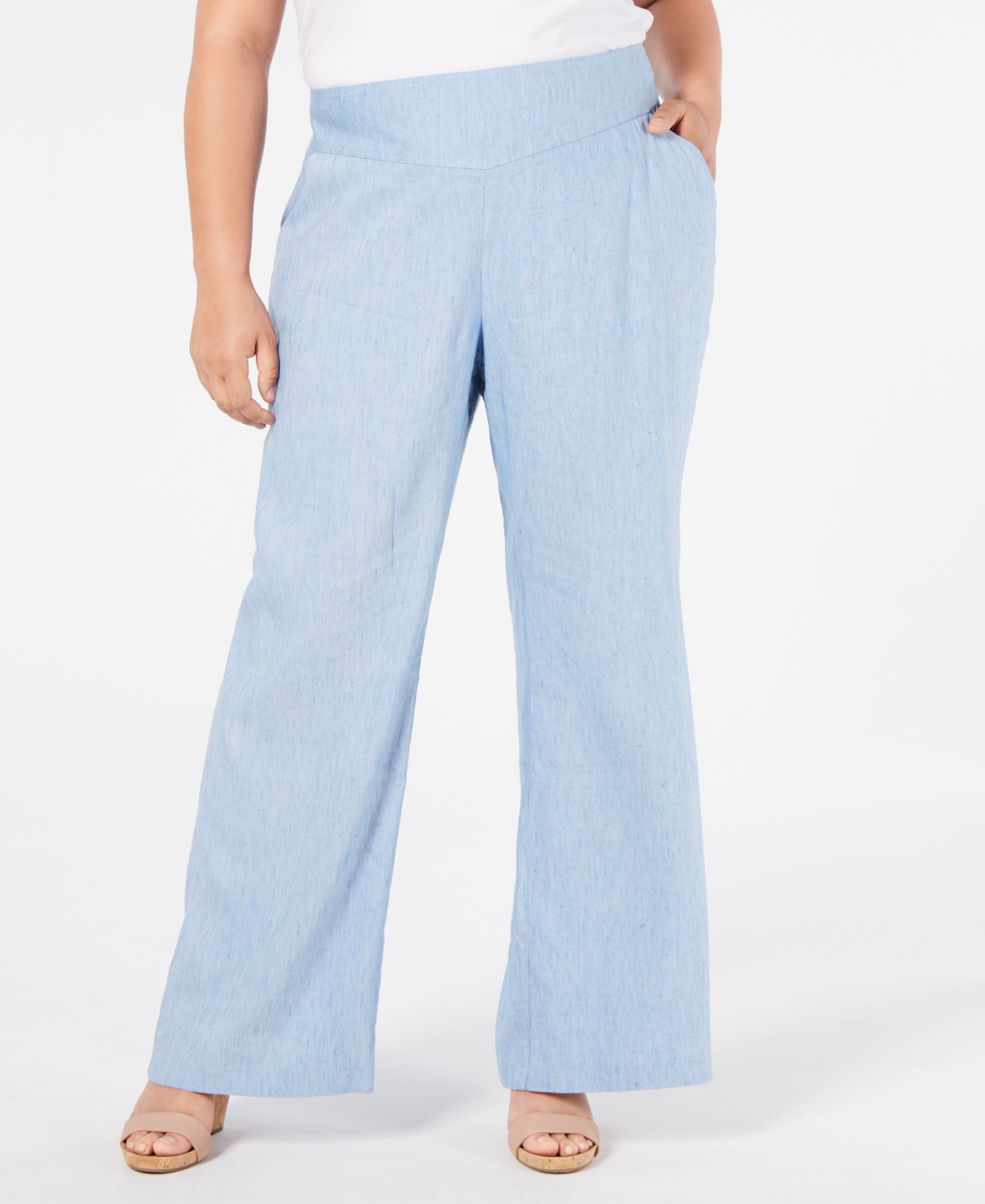 INC Plus Size V-Front Wide-Leg Pants