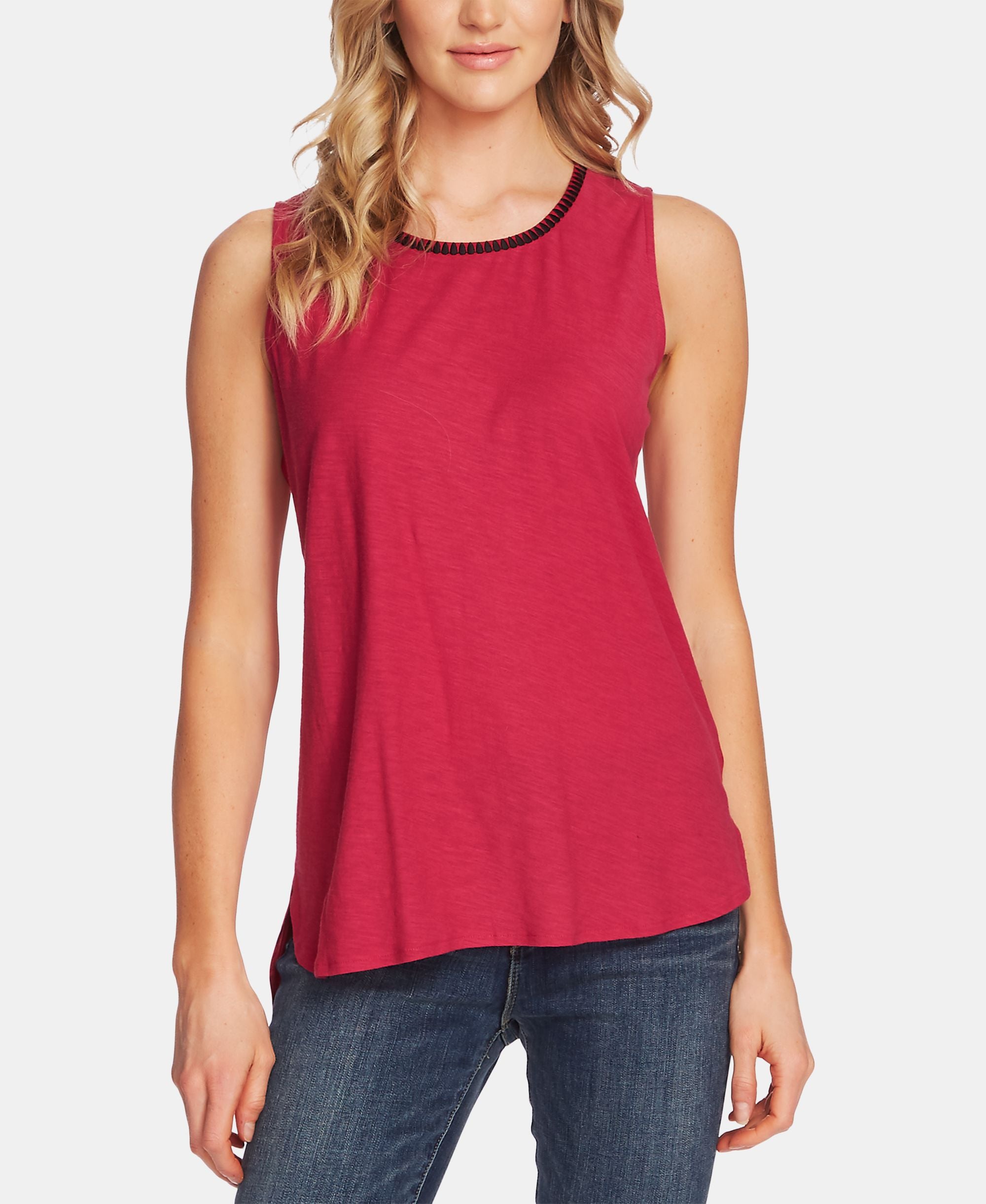 Embroidered Mixed-Media Top