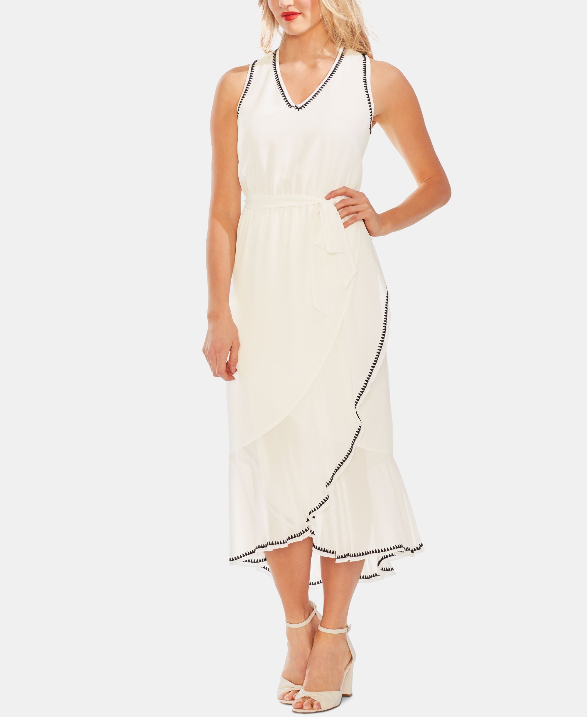 Vince Camuto Embroidered Ruffle Hem Dress
