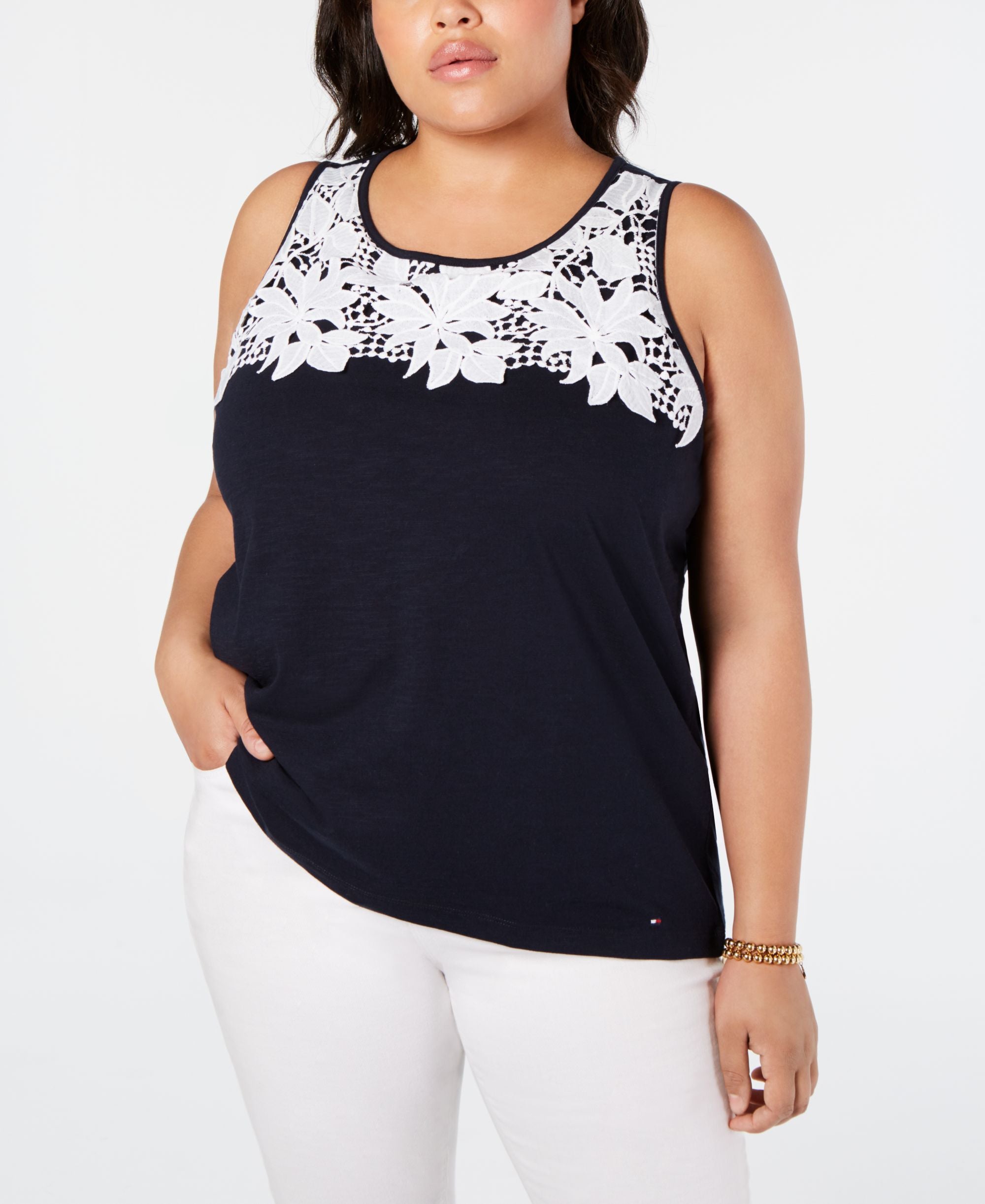 Tommy Hilfiger Plus Size Cotton Lace Top