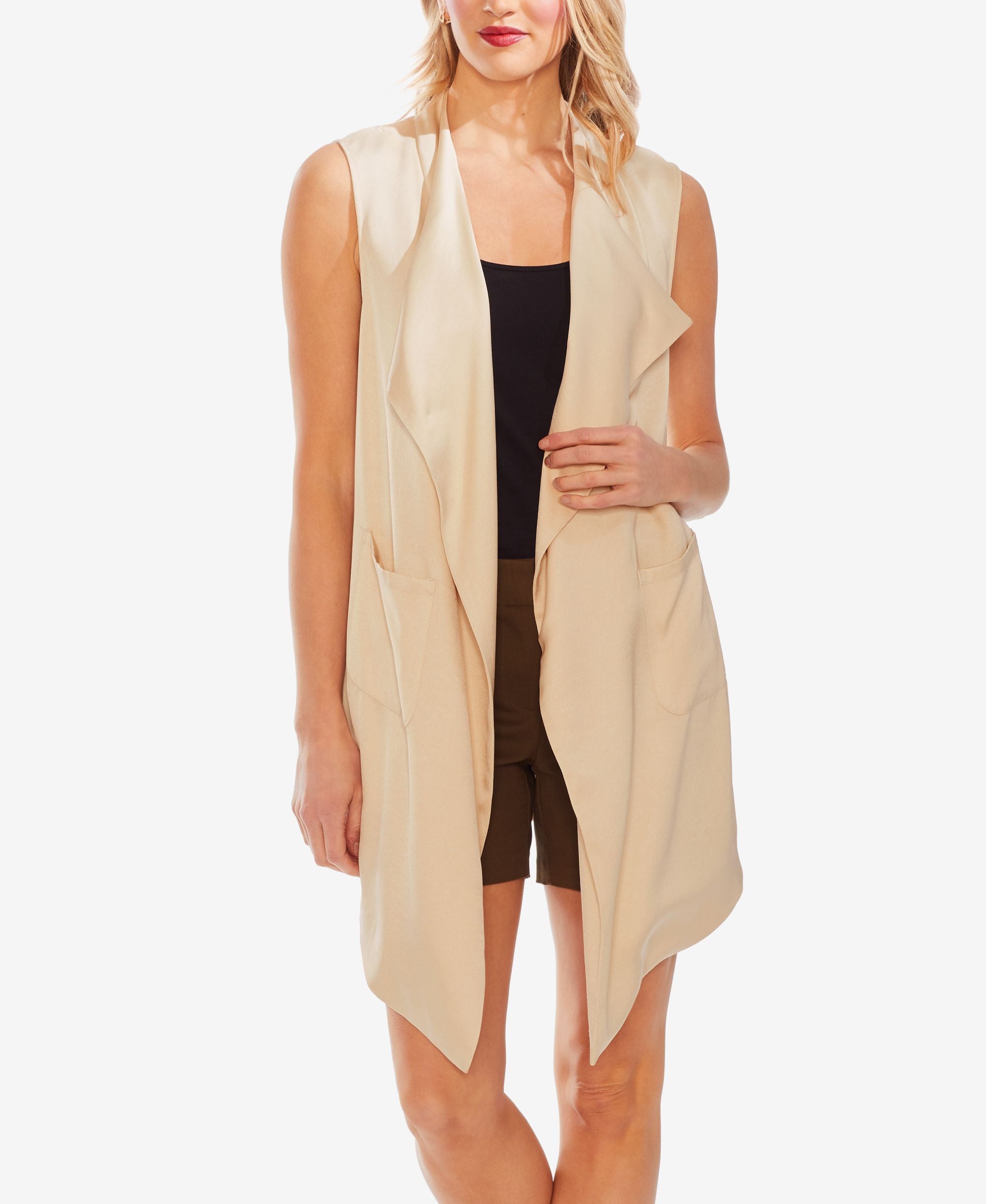 Draped Open-Front Vest