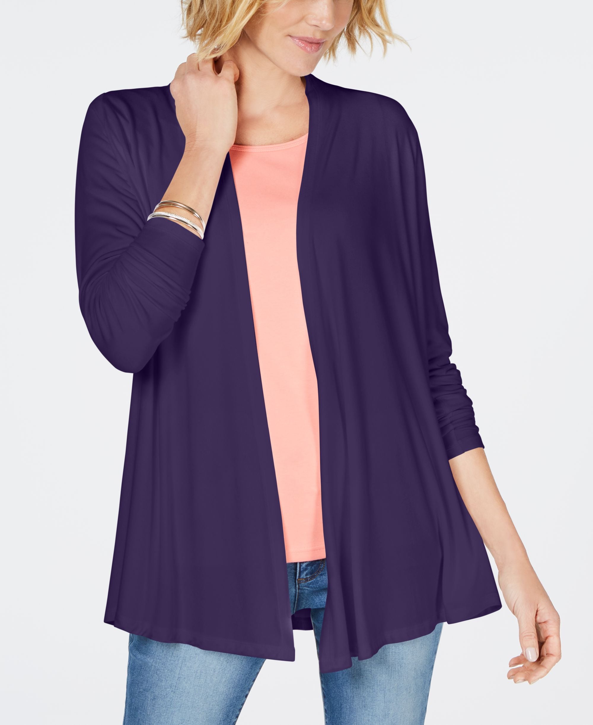 Draped Open-Front Cardigan