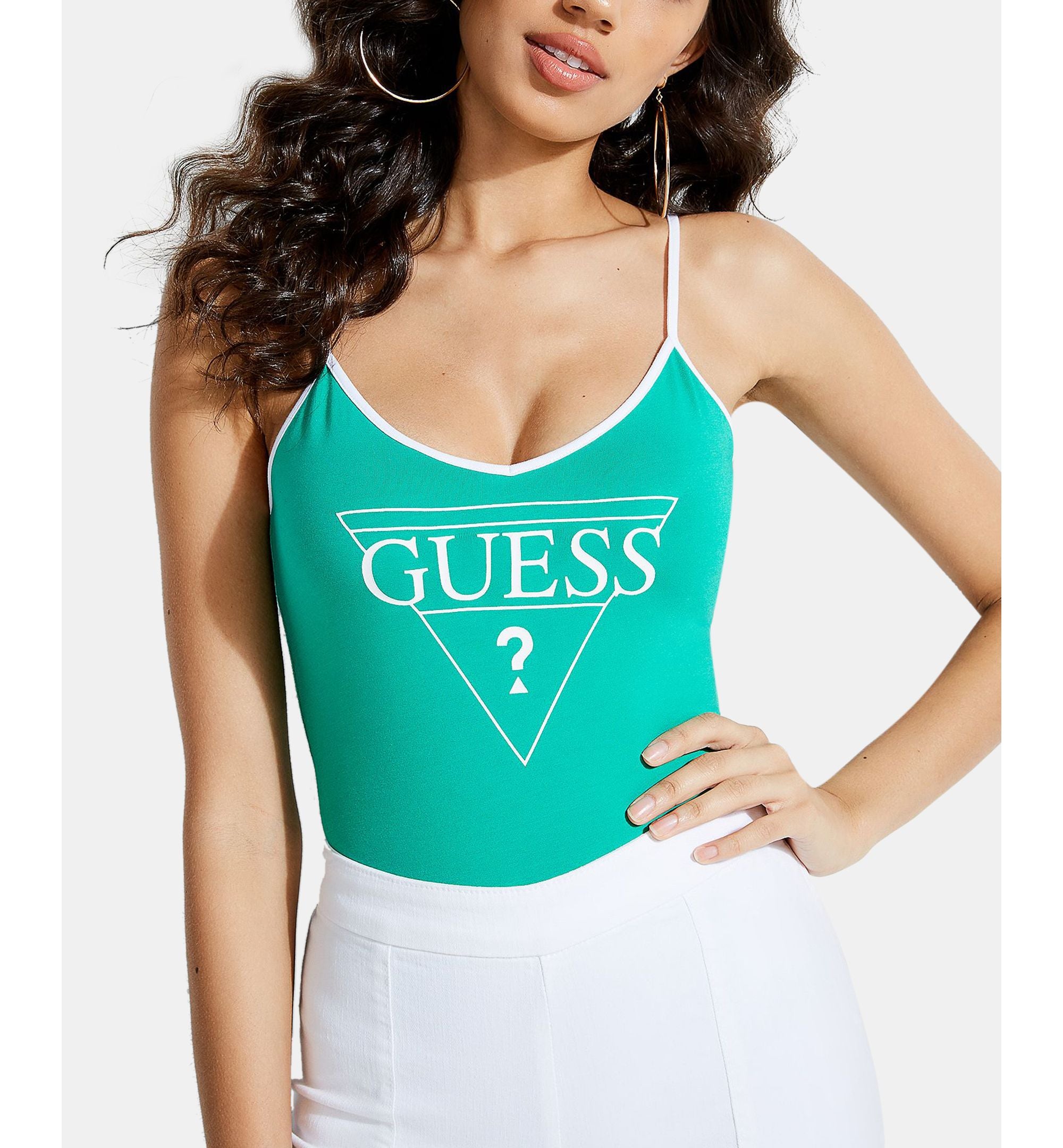 Guess Dynasty Logo Print Thong Bodysuit
