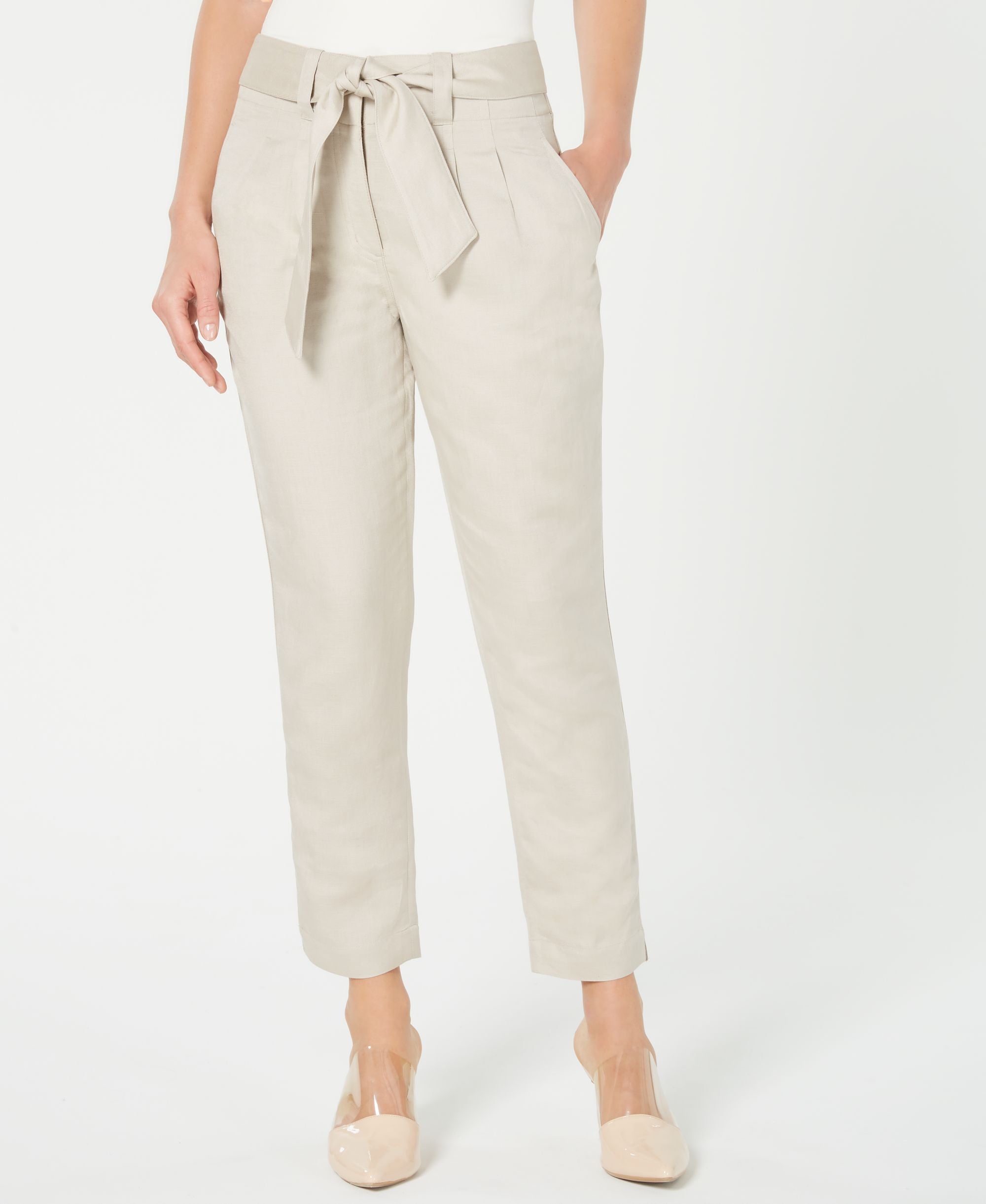 Calvin Klein Tie Waist Straight Leg Pants