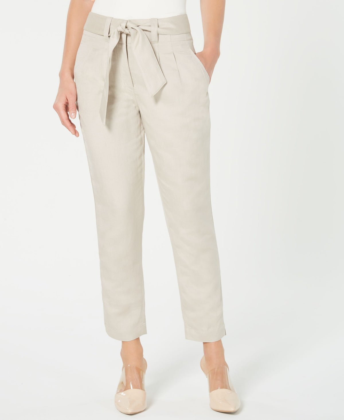 Calvin Klein Tie Waist Straight Leg Pants
