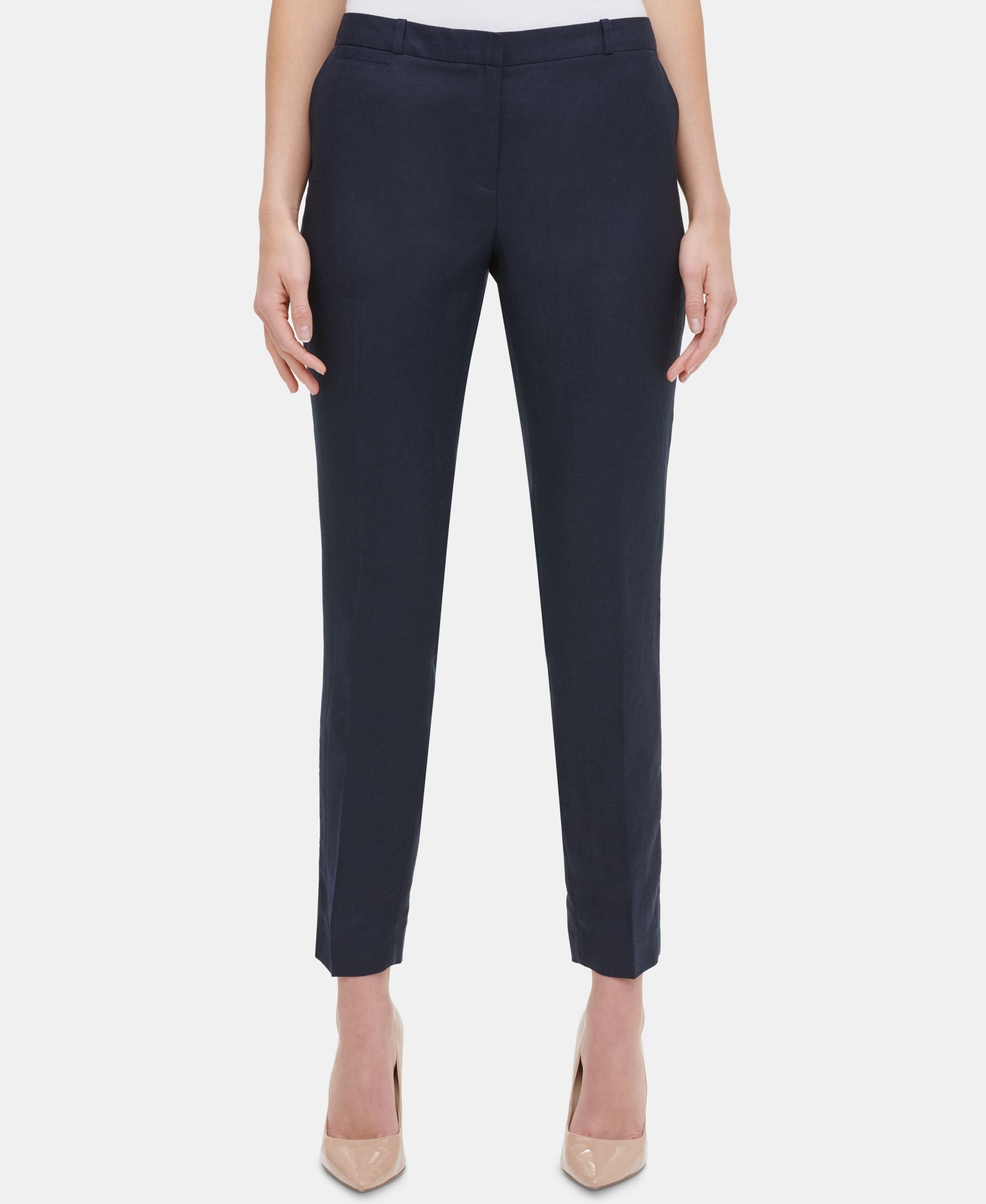 Tommy Hilfiger Linen Slim Leg Ankle Pants