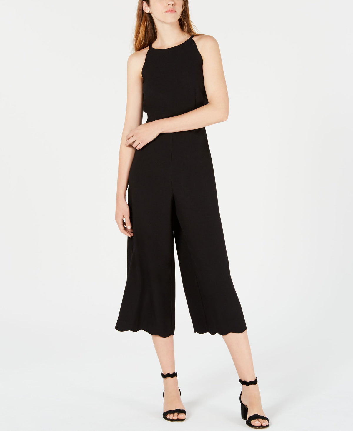 Maison Jules Scalloped Halter Jumpsuit