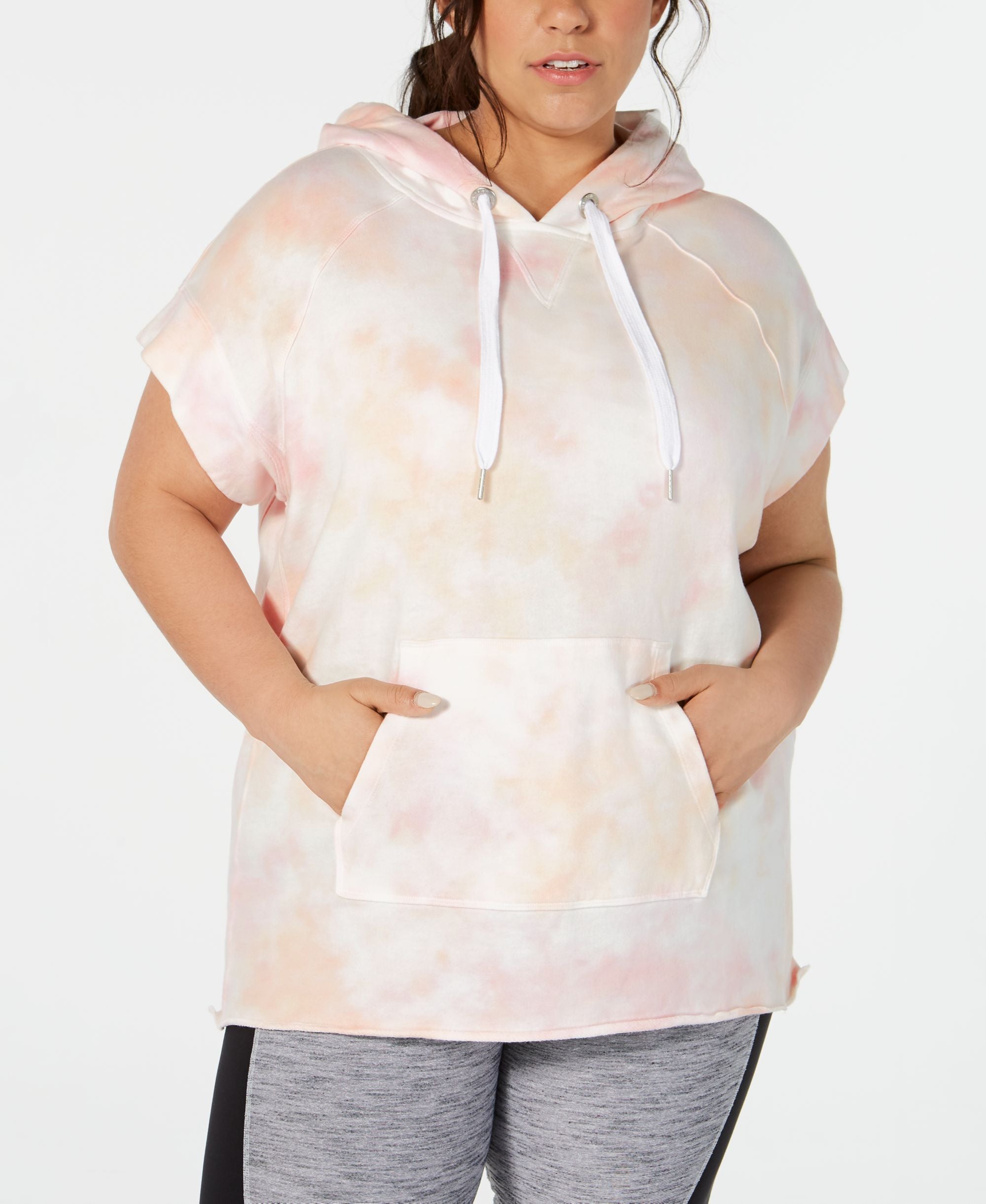 Calvin Klein Performance Plus Size Tie Dye Short Sleeve Hoodie