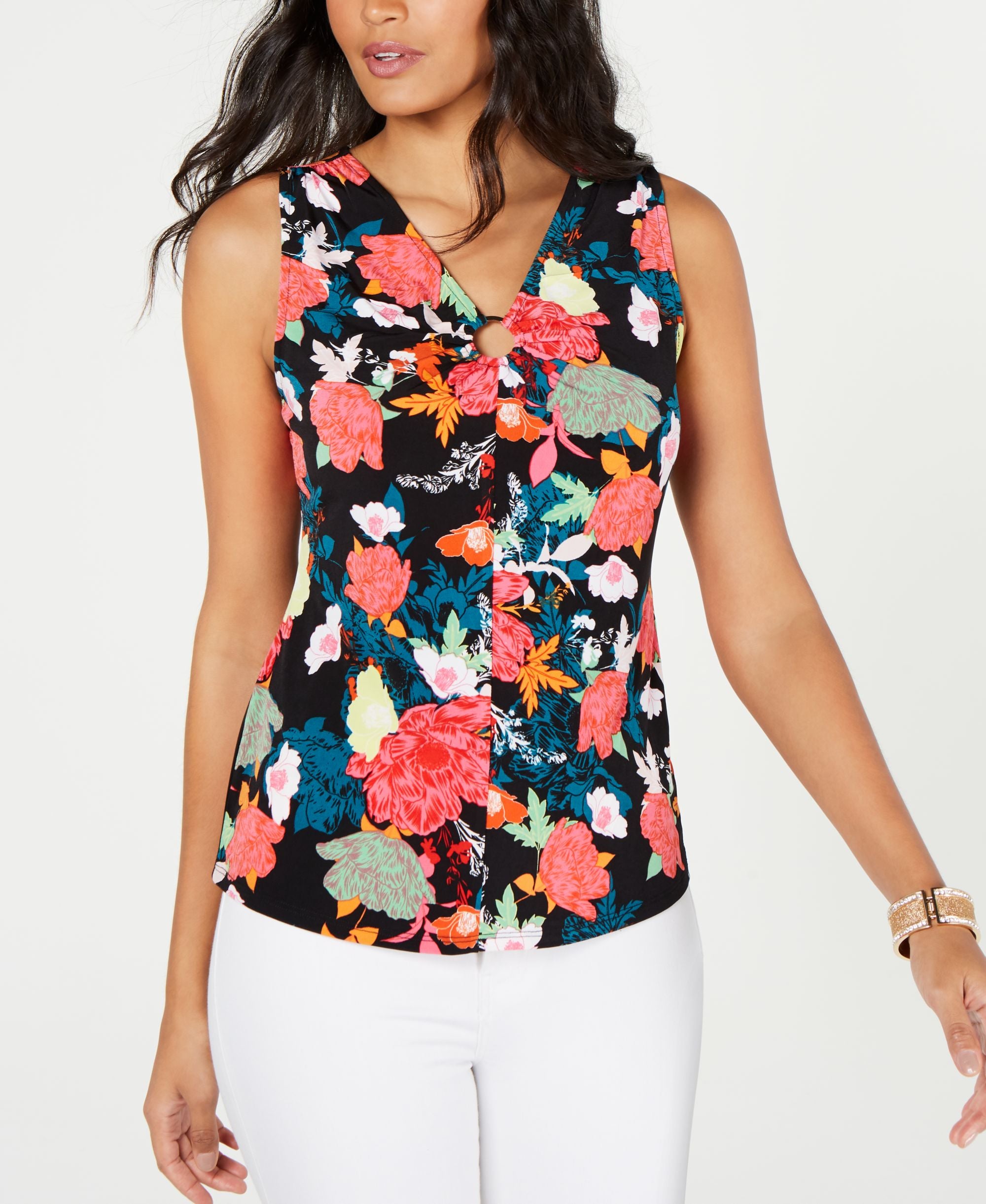 Thalia Sodi Printed O Ring Top