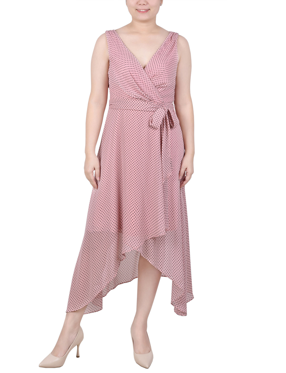 Petite Sleeveless Wrap Chiffon Dress