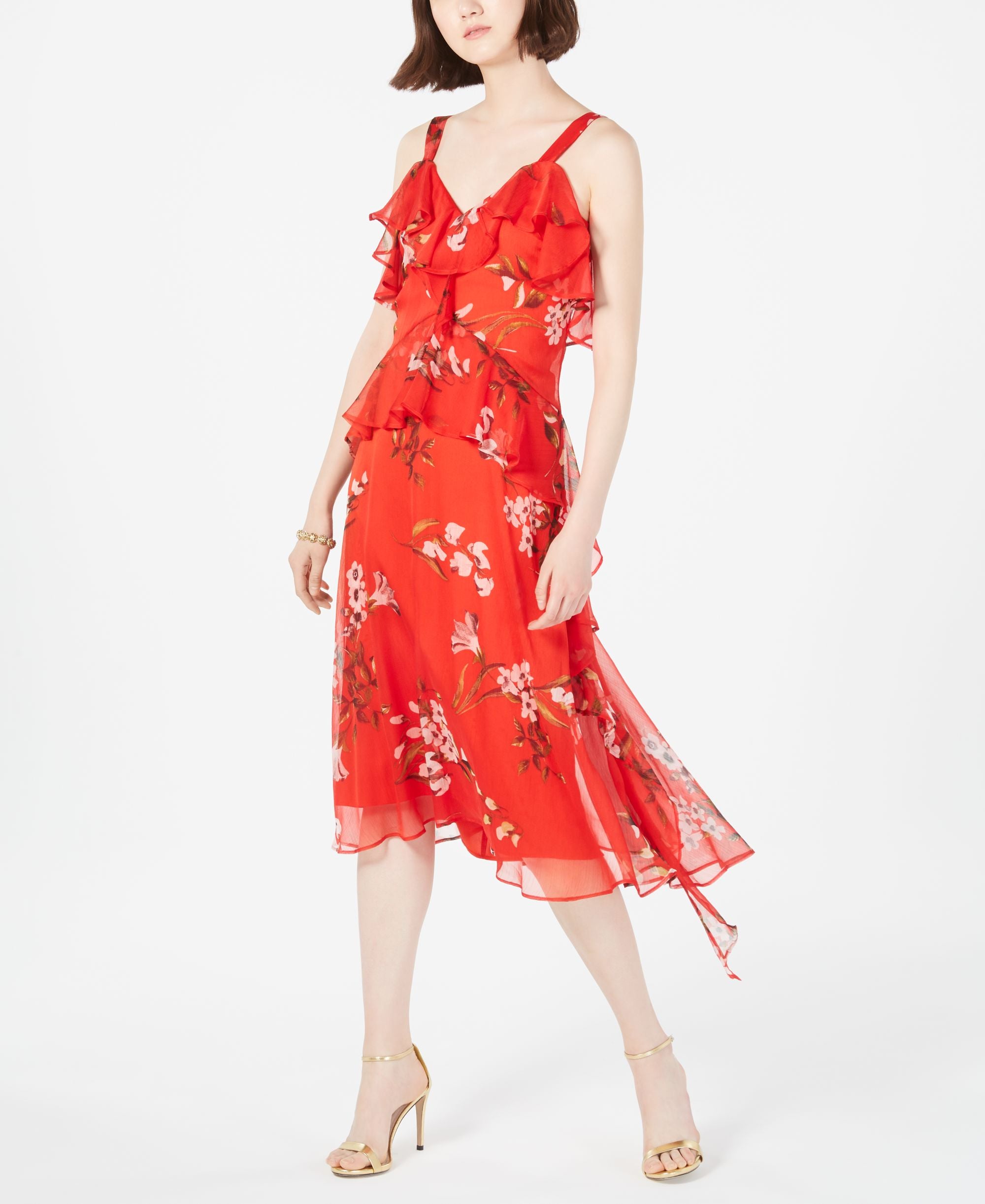 Taylor Floral Print Ruffled Midi Dress