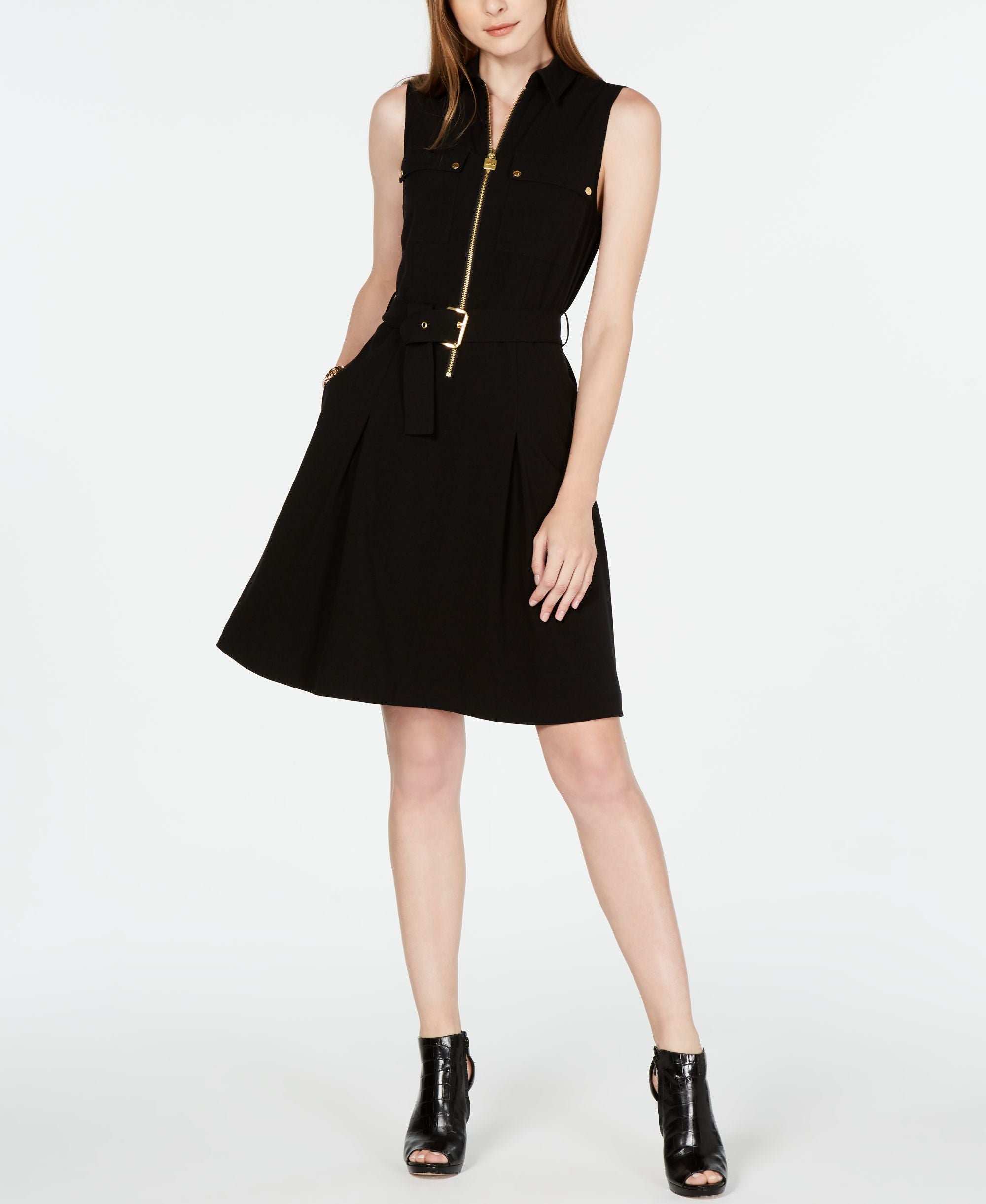 Michael Michael Kors Belted Zip Front Shirtdress