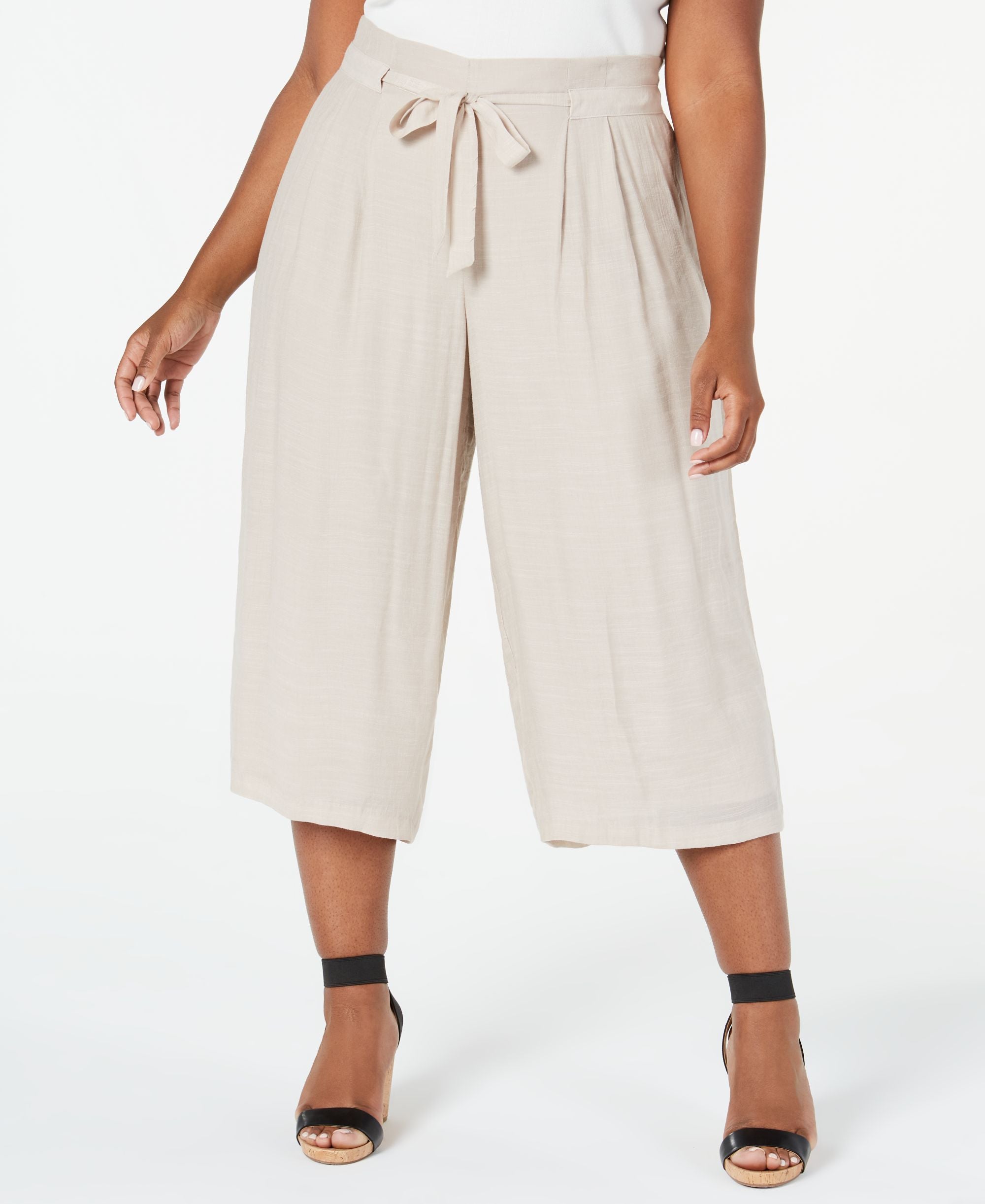 JM Collection Plus Size Wide Leg Capri Pants