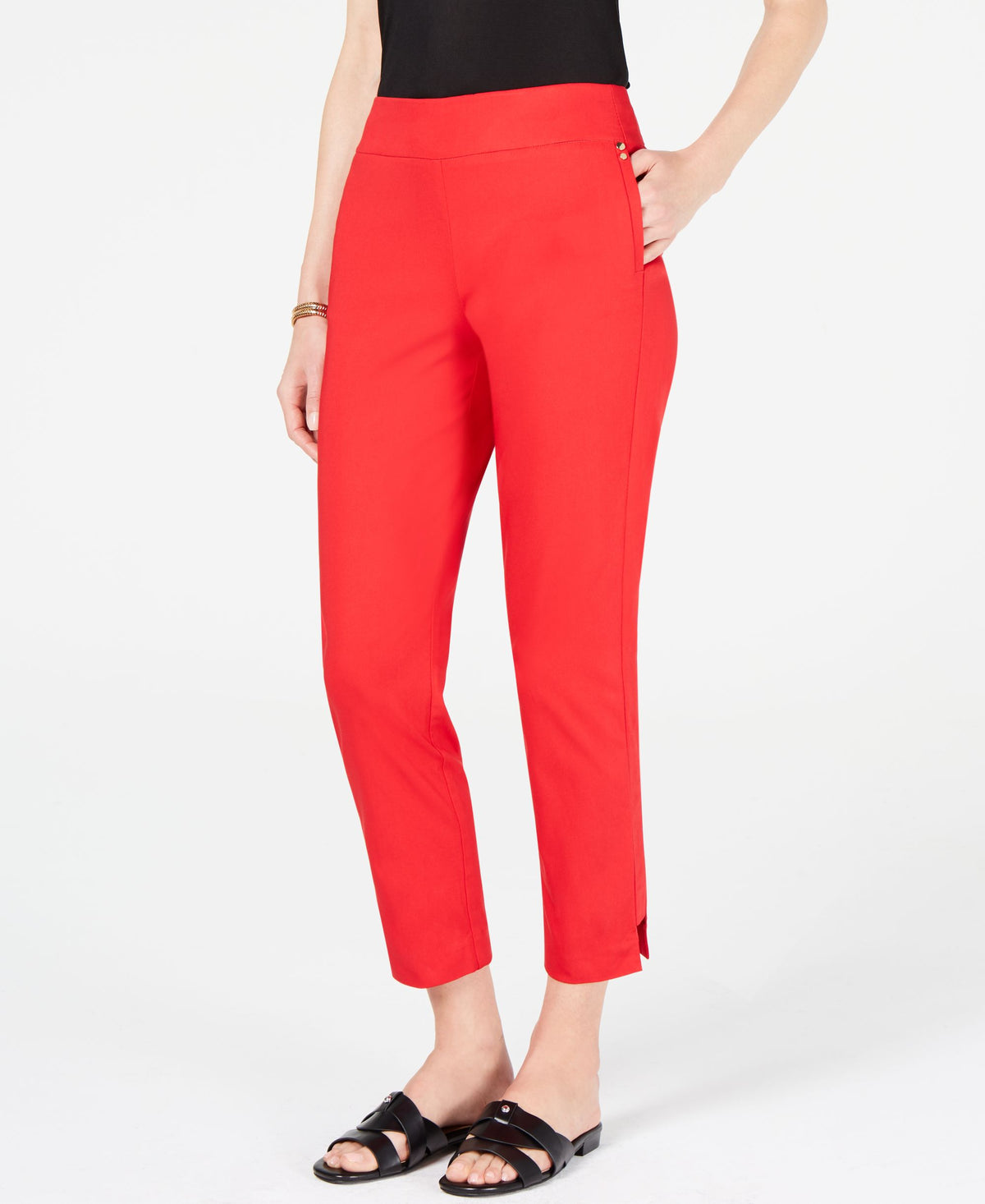 JM Collection Side Step Hem Ankle Pants