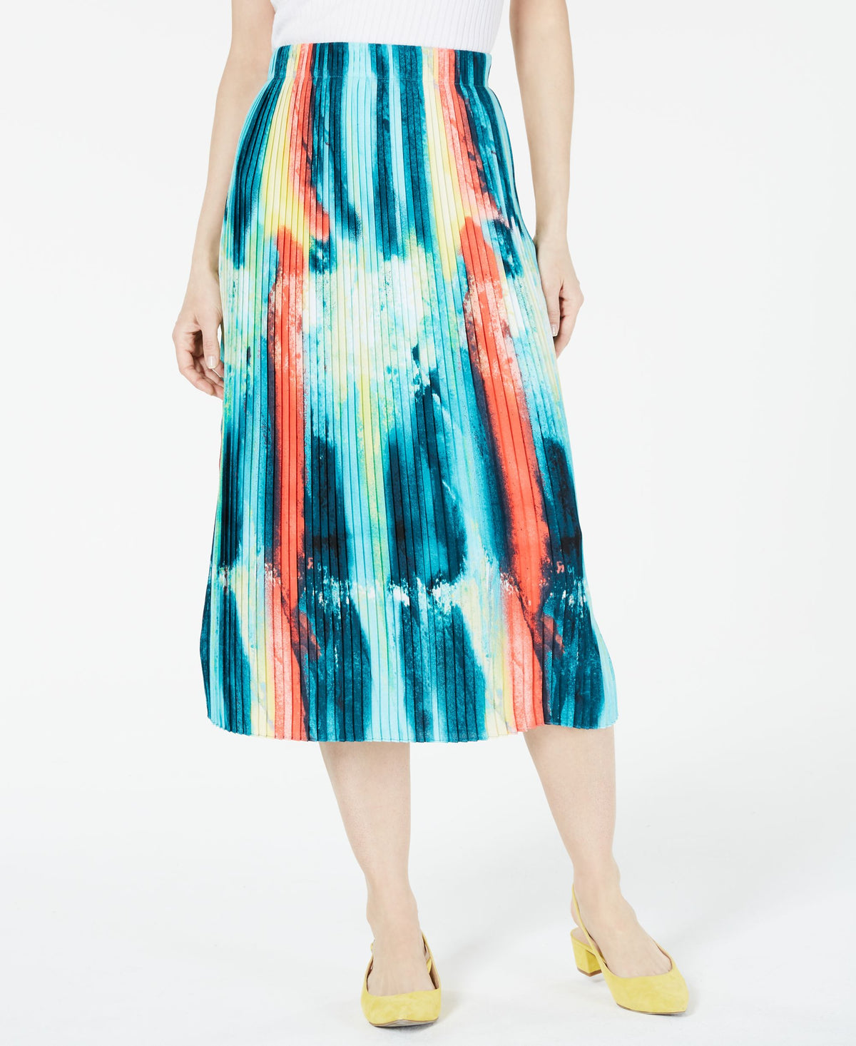 Knife-Pleat Midi Skirt