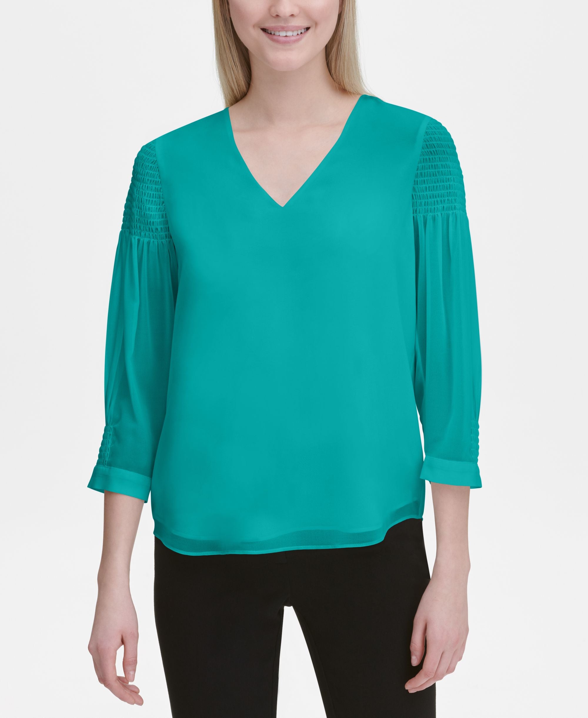 Calvin Klein 3/4 Sleeve V Neck Top