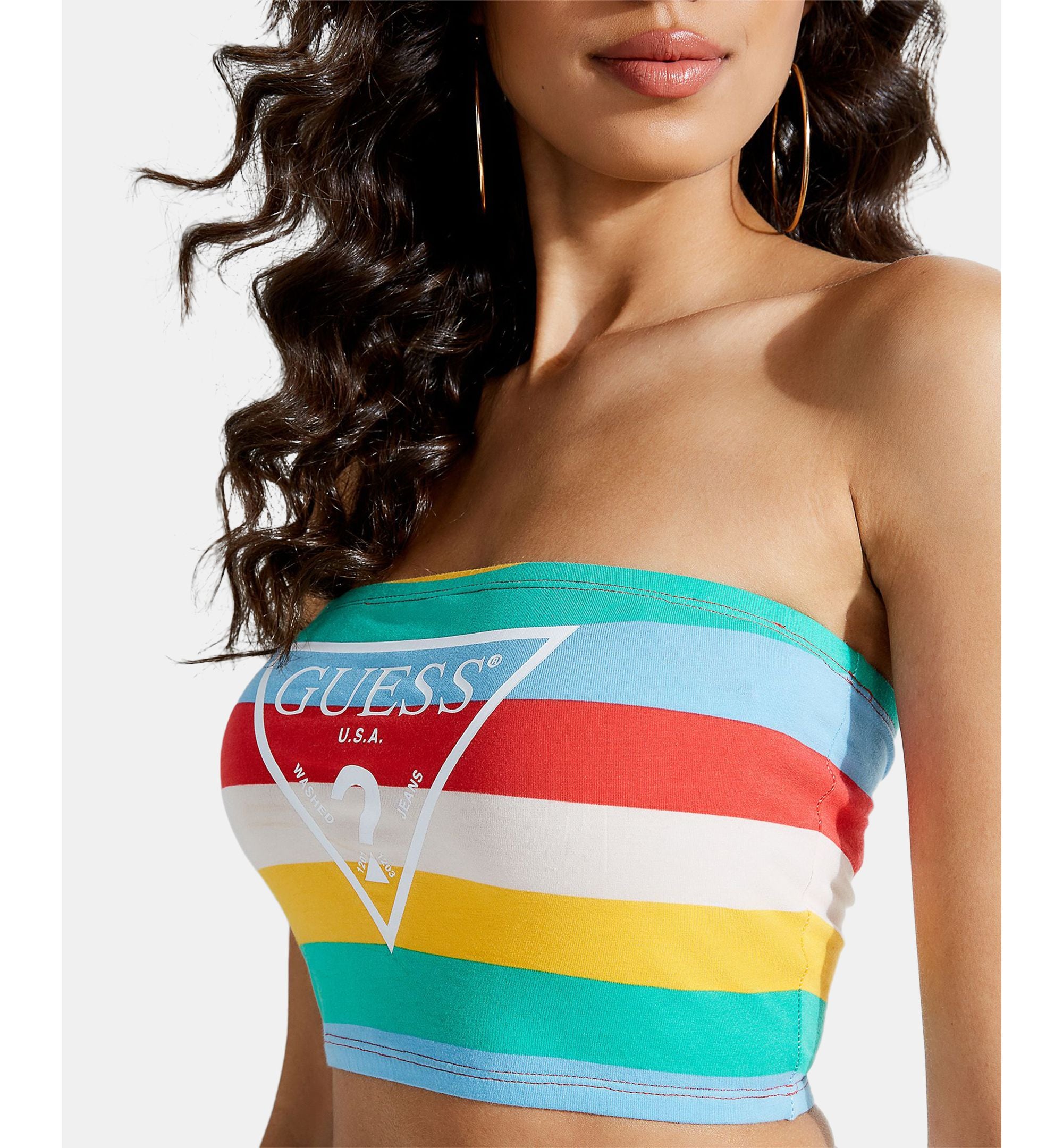 Guess Rainbow Stripe Logo Tube Top