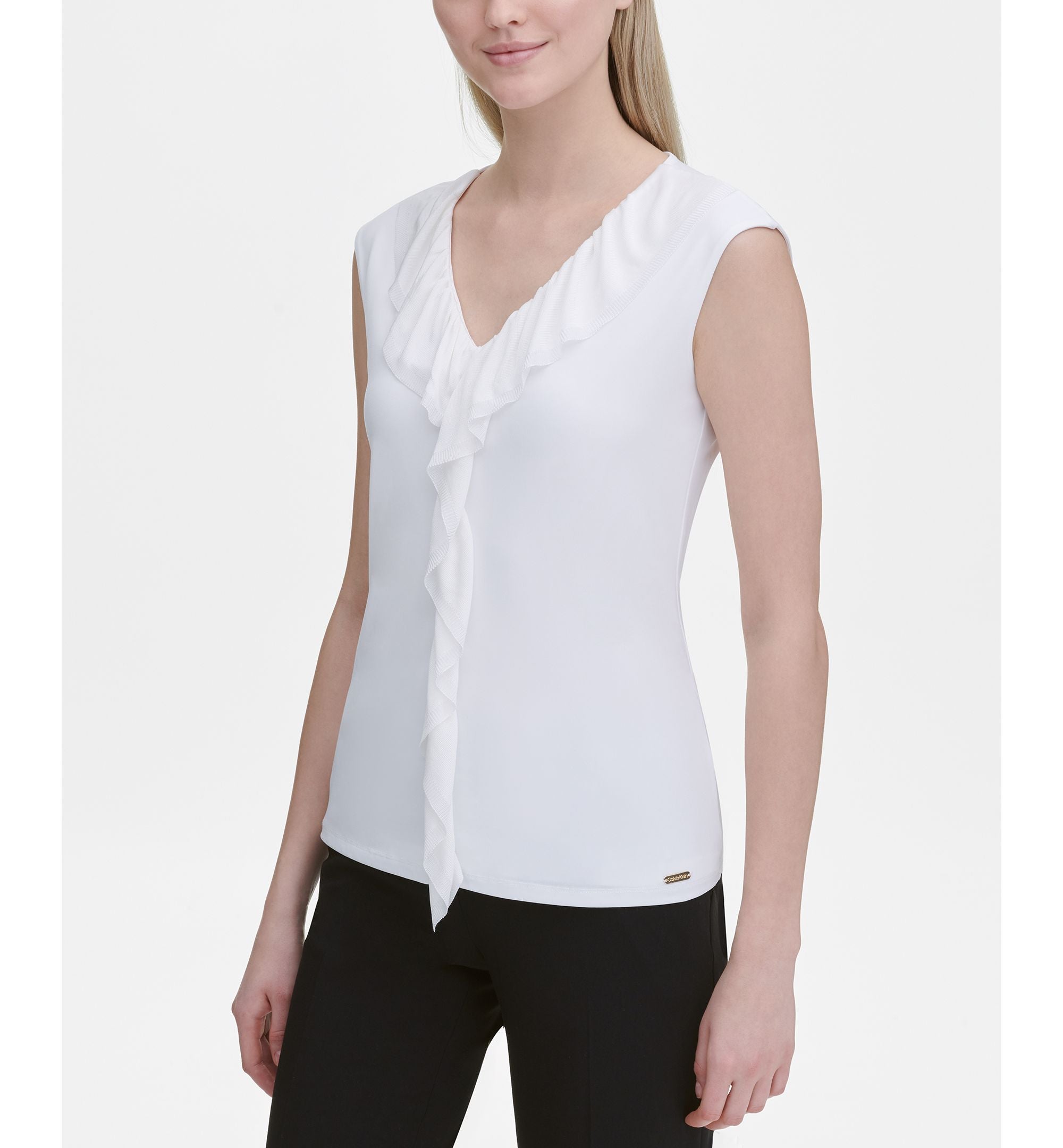 Calvin Klein Sleeveless Ruffle Blouse