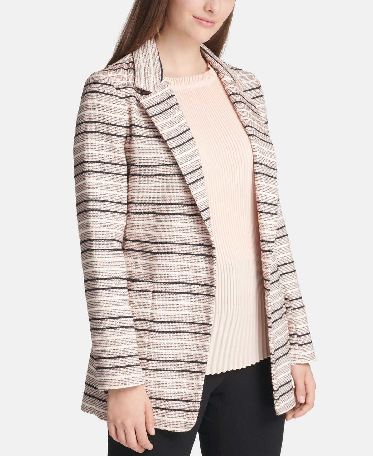 DKNY Striped Jacquard Open Front Jacket