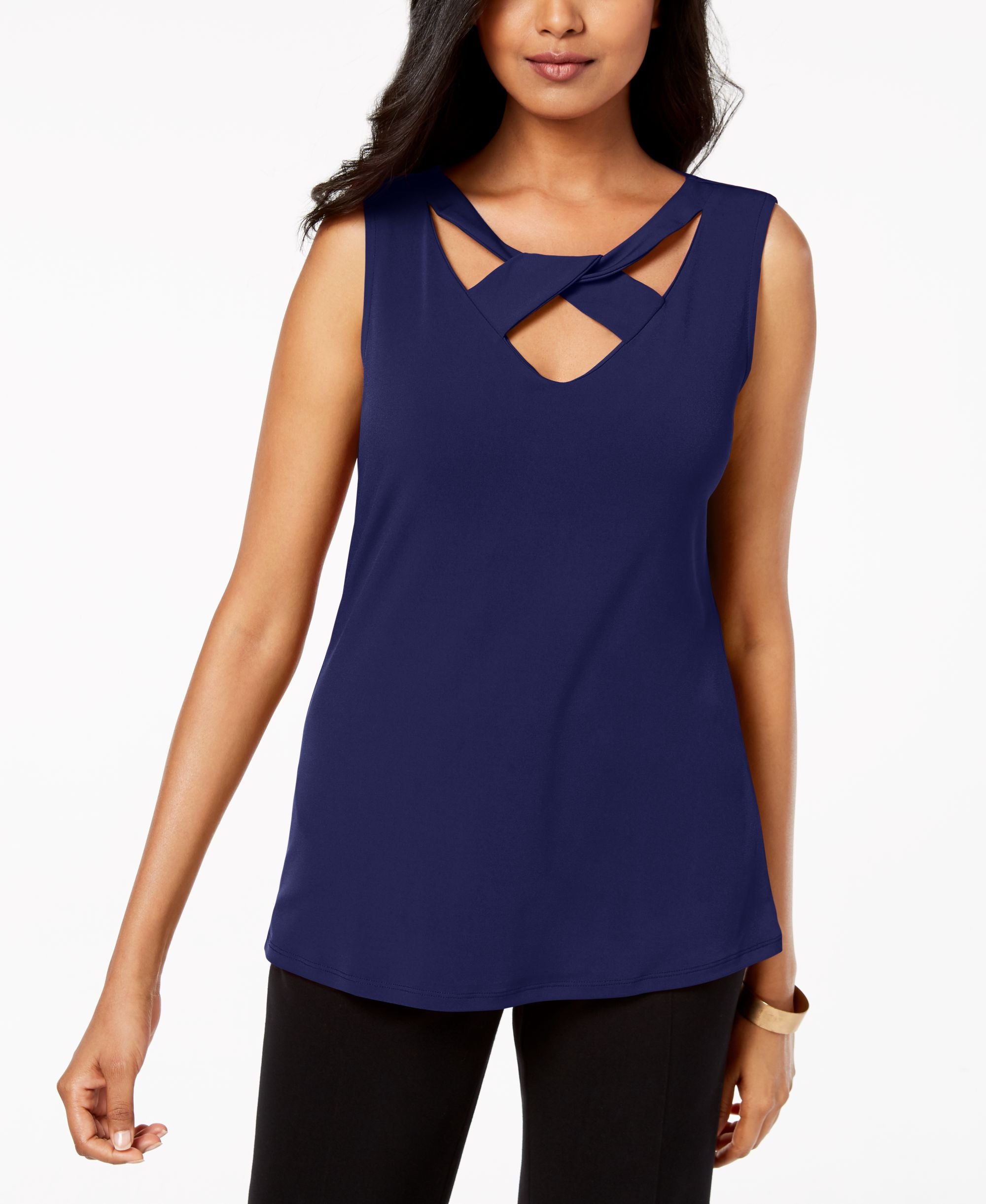 Petite Twist-Neck Tank Top