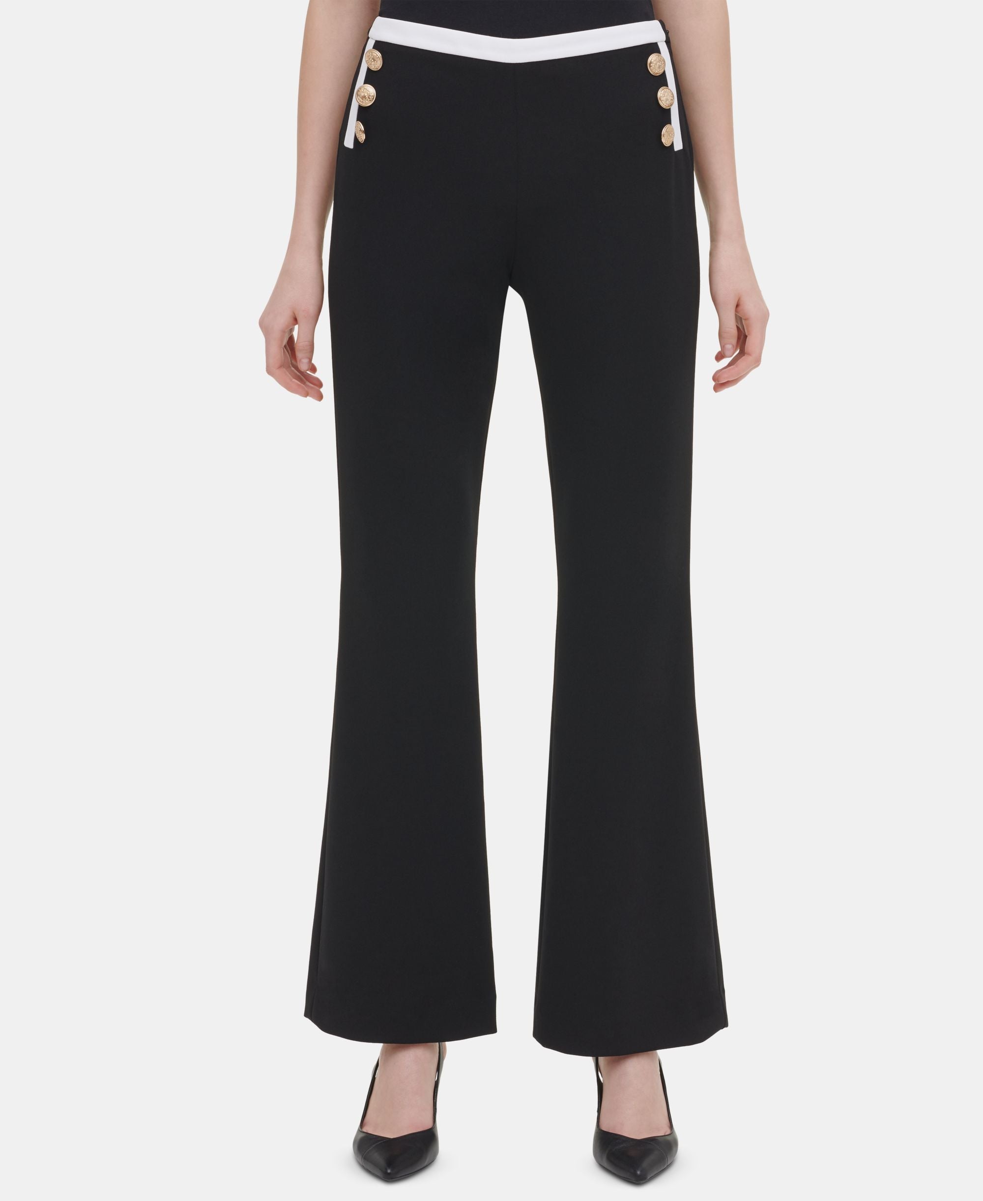 Calvin Klein Button Trim Wide Leg Pants