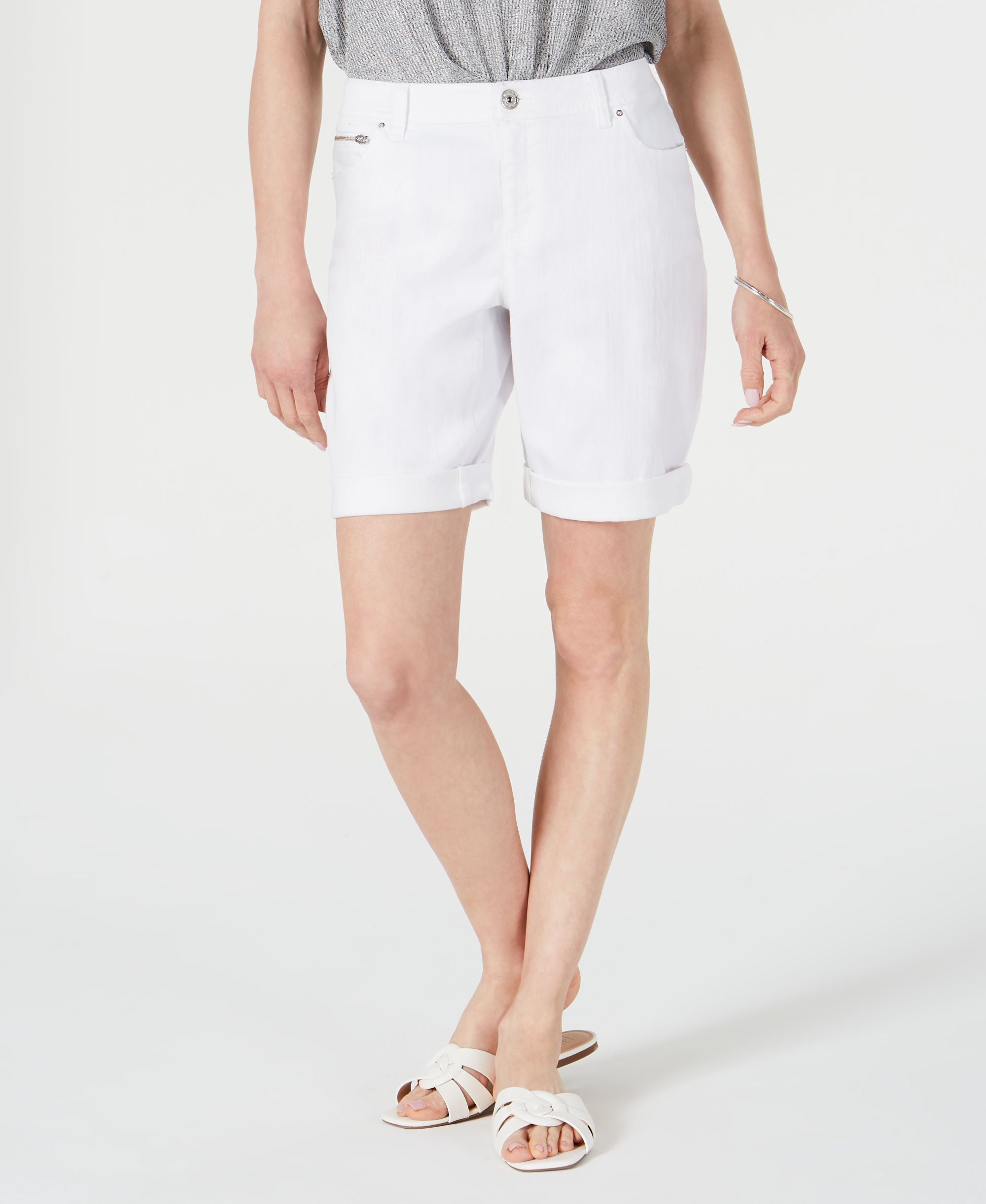 INC International Concepts Denim Bermuda Shorts In Curvy