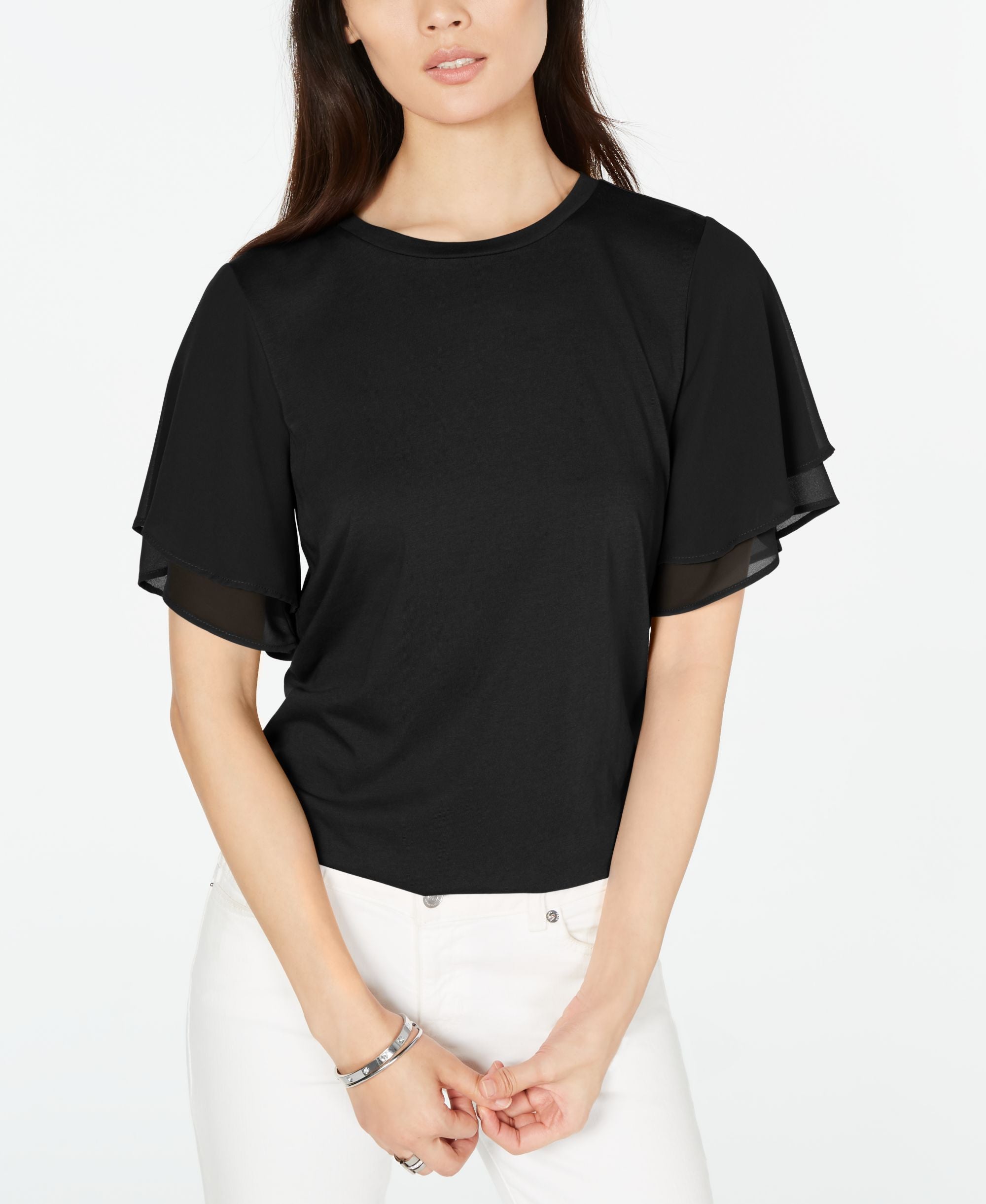 Michael Michael Kors Flutter Sleeve Top Sizes
