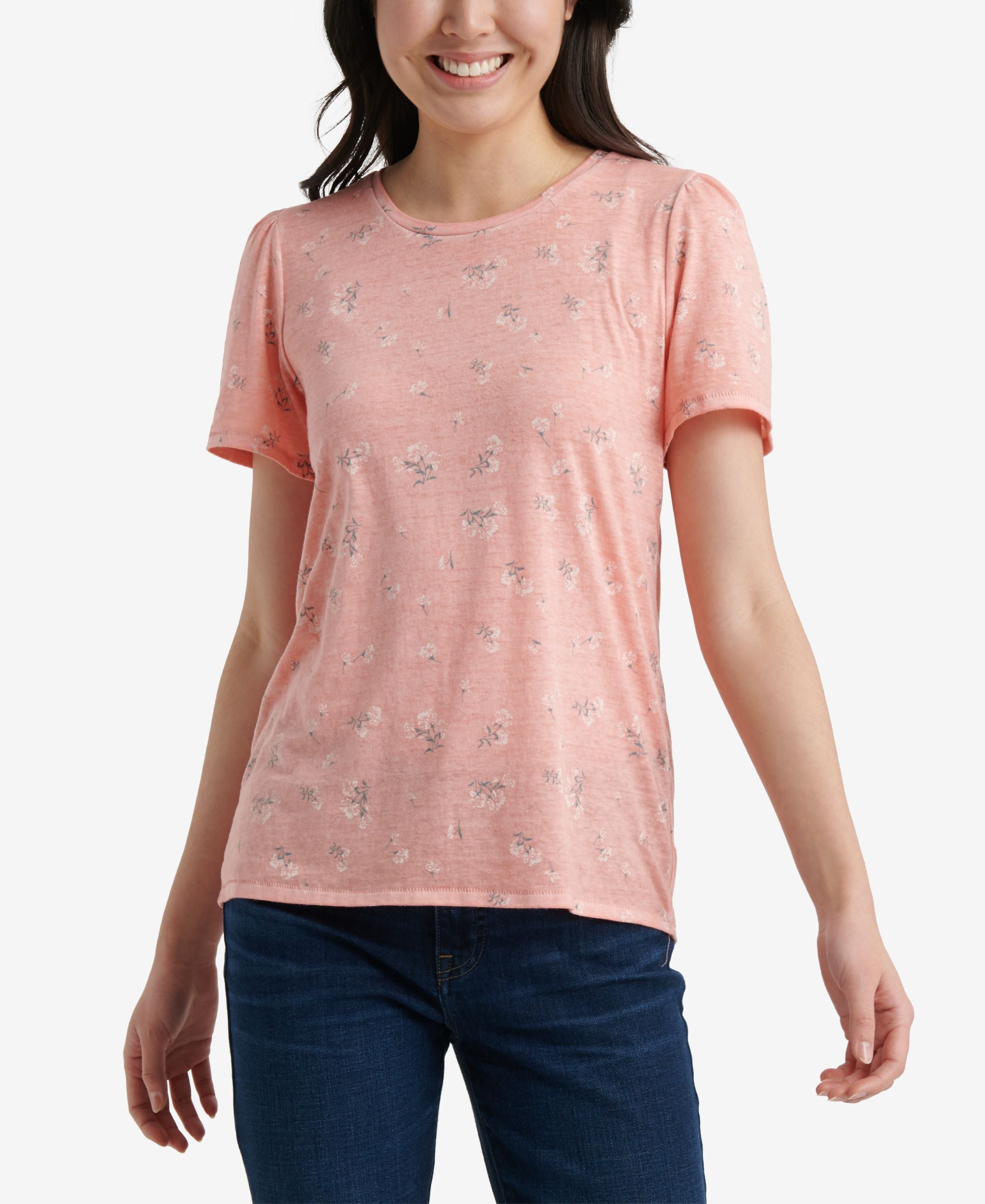 Lucky Brand Floral Scoop Neck T-Shirt
