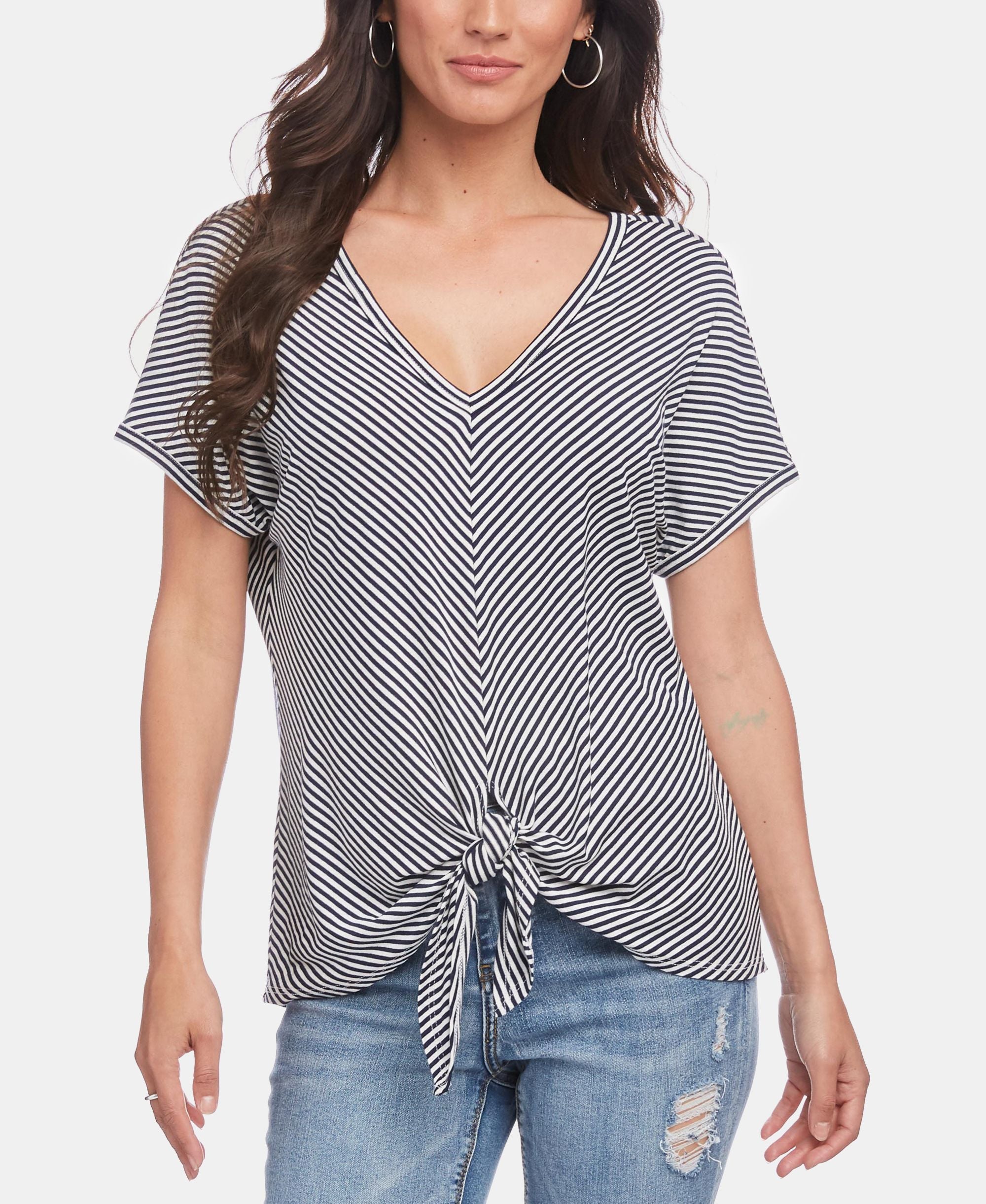 Karen Kane Striped Tie Front Top