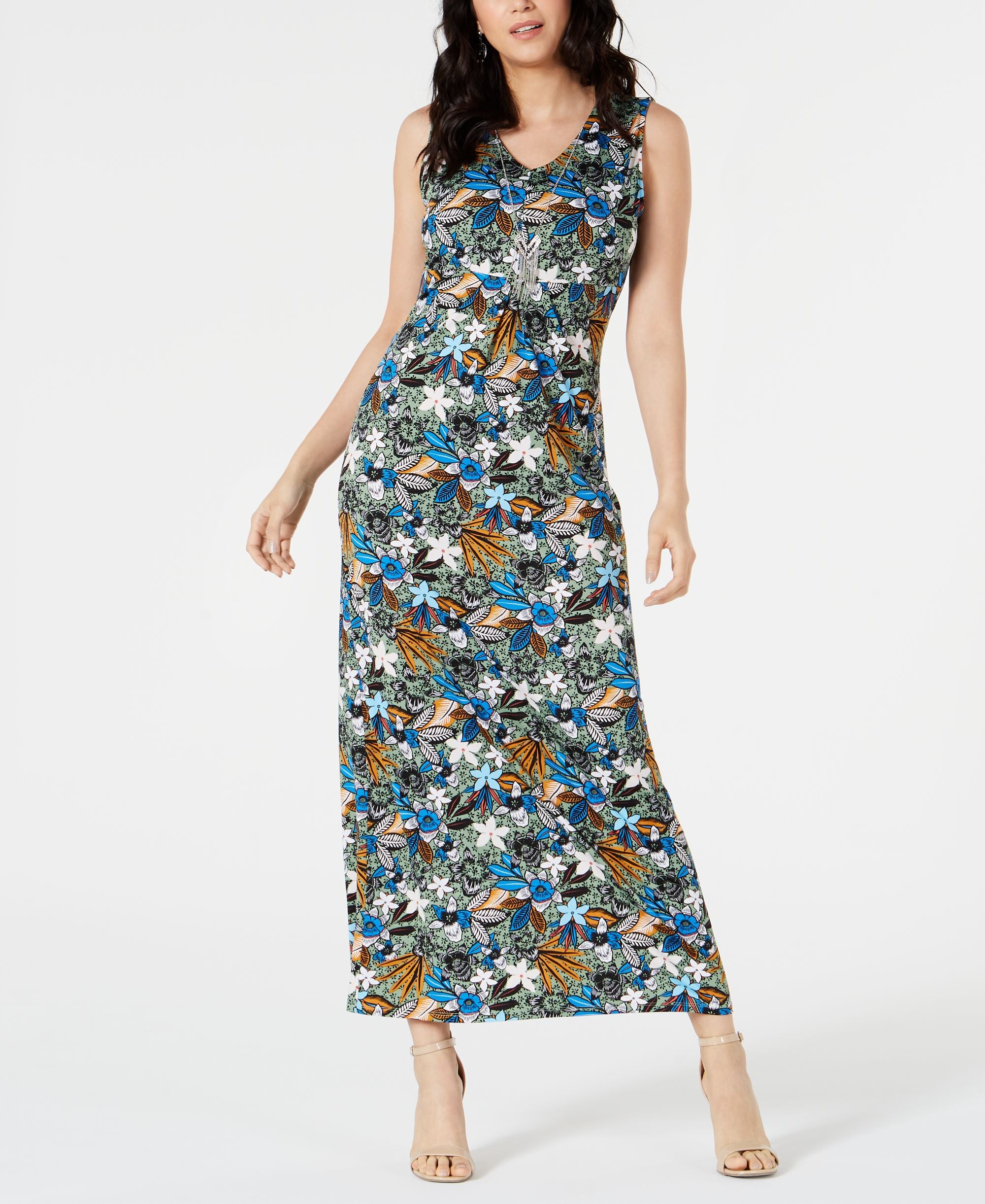 Petite Sleeveless V-Neck Maxi Dress