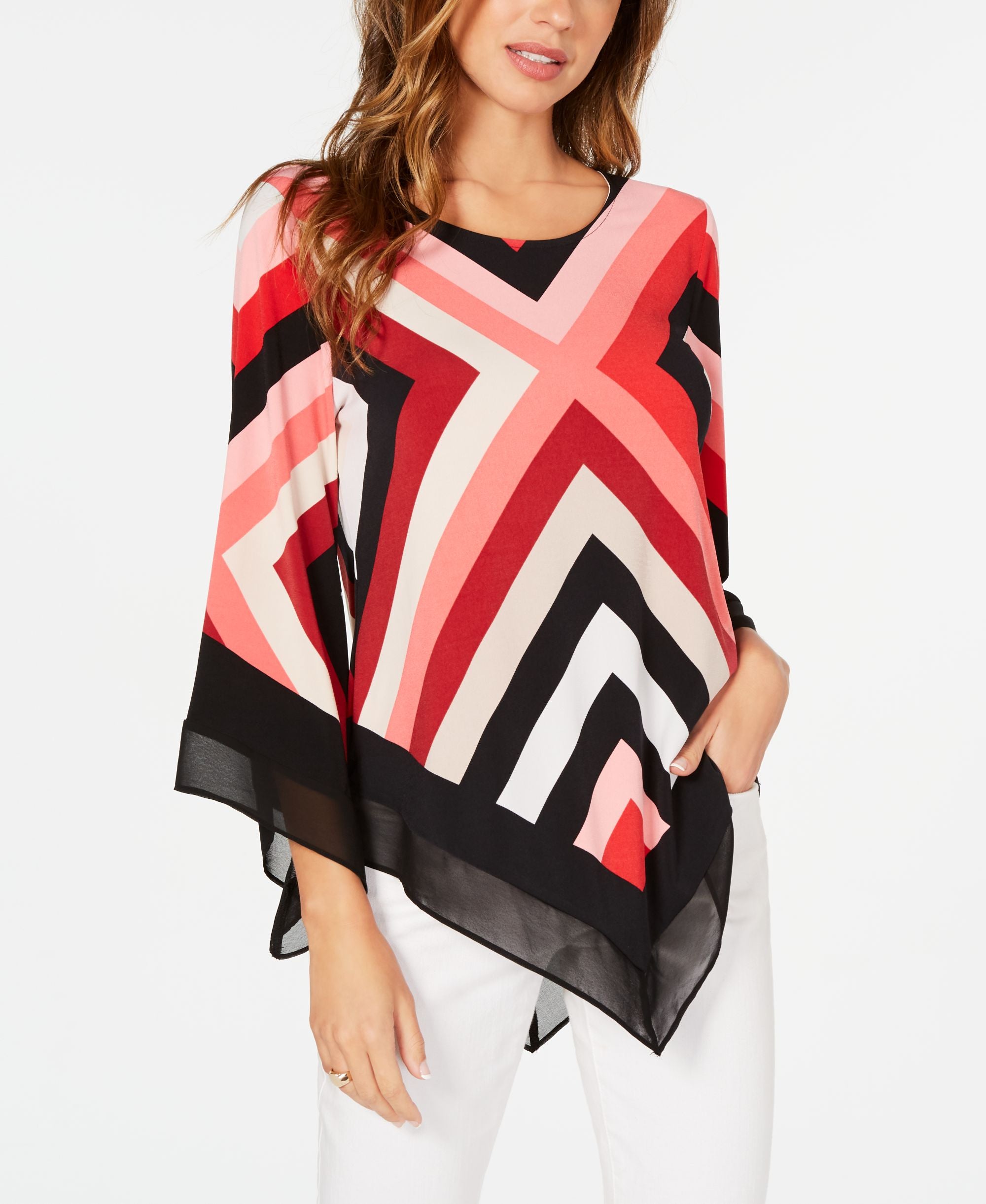 Alfani Printed V Hem Top