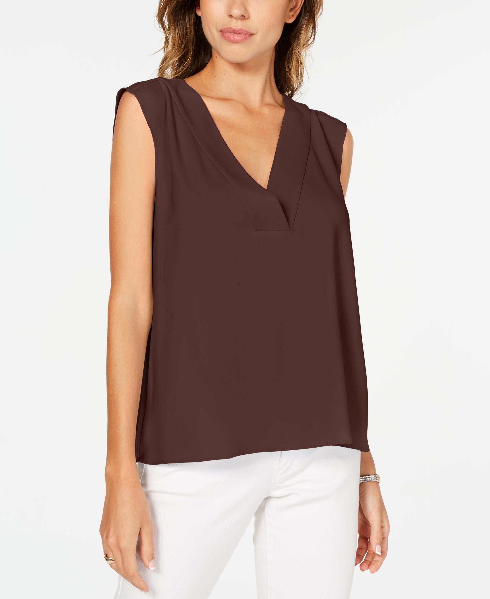Alfani Petite V Neck Sleeveless Top