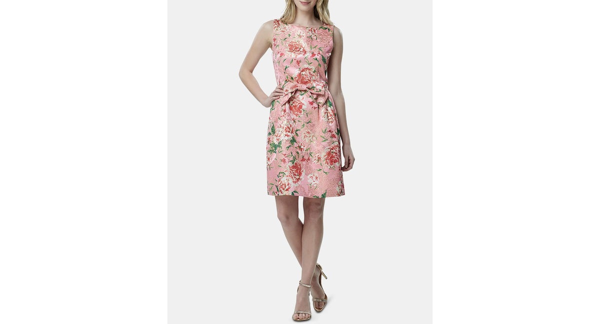 Tahari Asl Metallic Bow Fit Flare Dress
