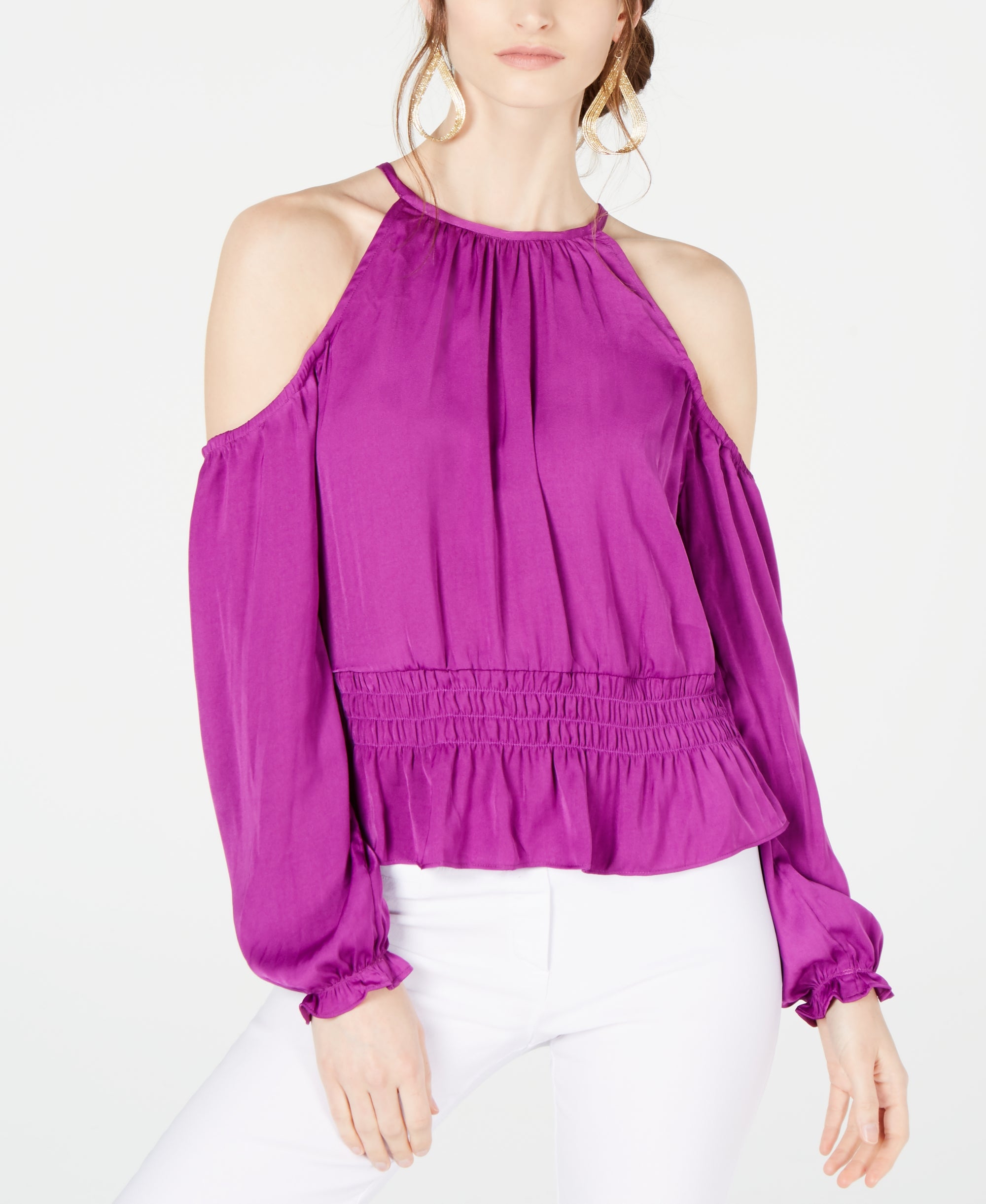 Smocked Cold-Shoulder Top