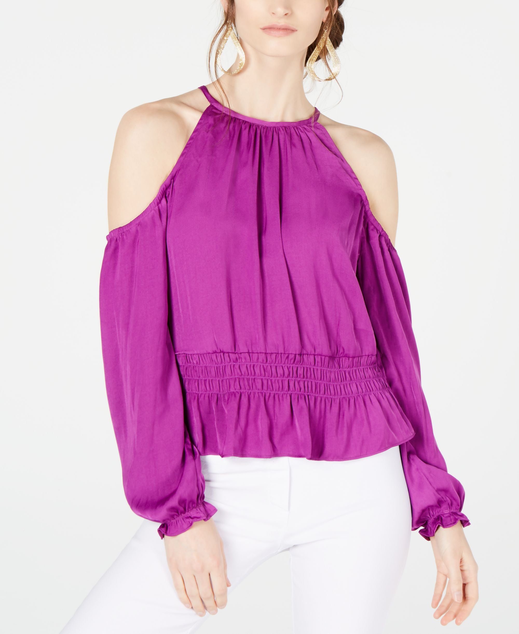 Smocked Cold-Shoulder Top