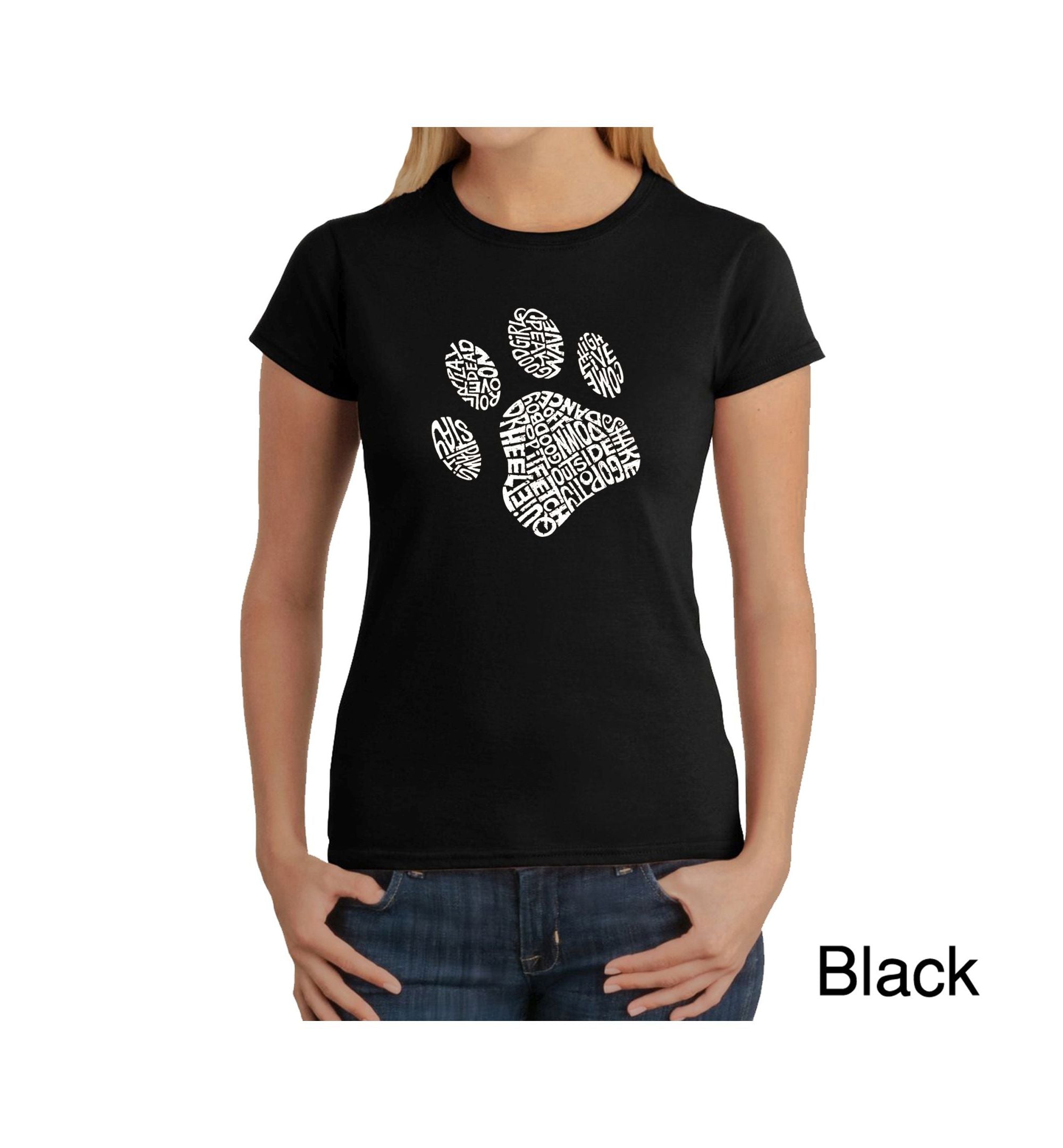 Womens Word Art T-Shirt - Dog Paw