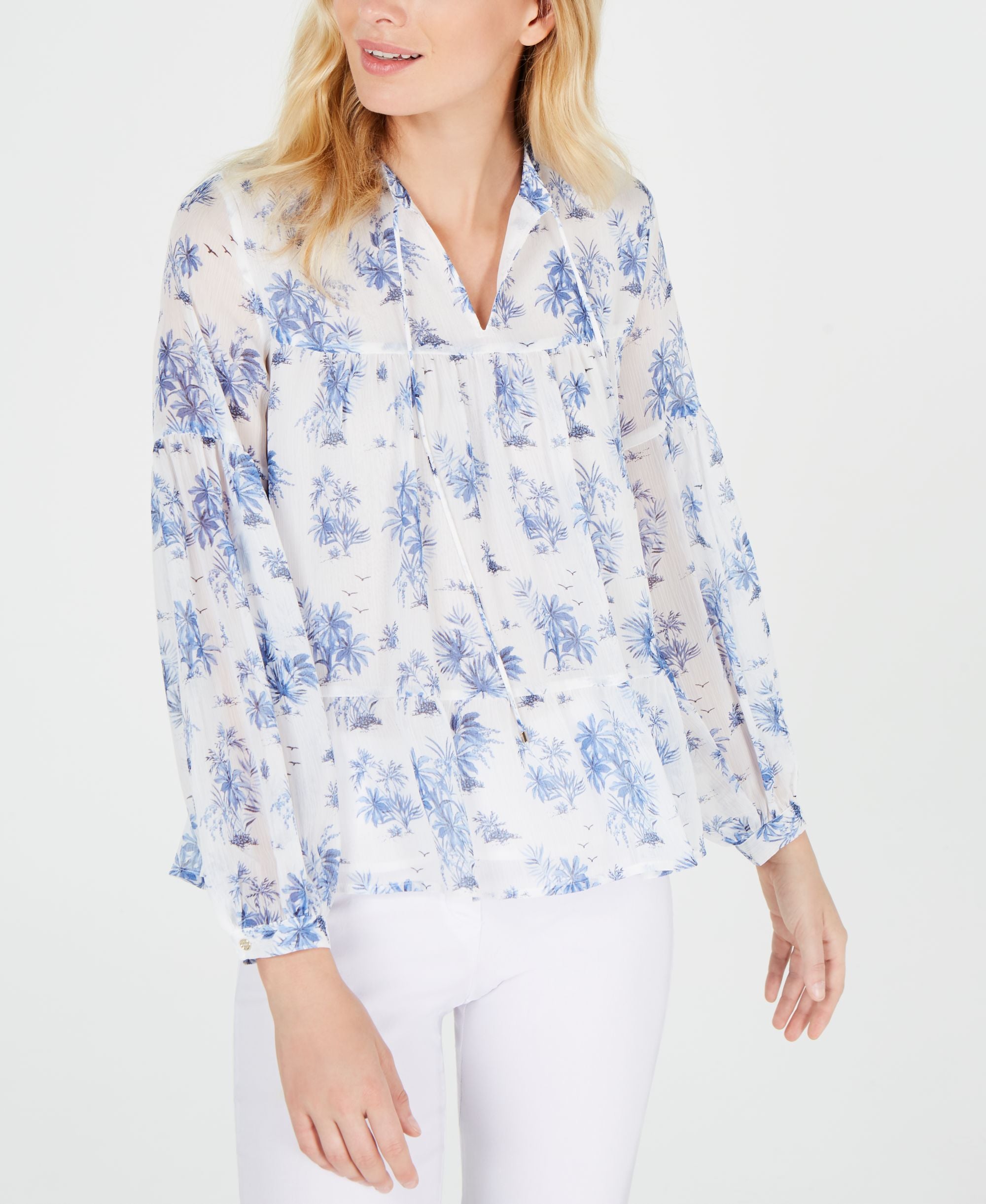 Tommy Hilfiger Floral Print Tiered Top