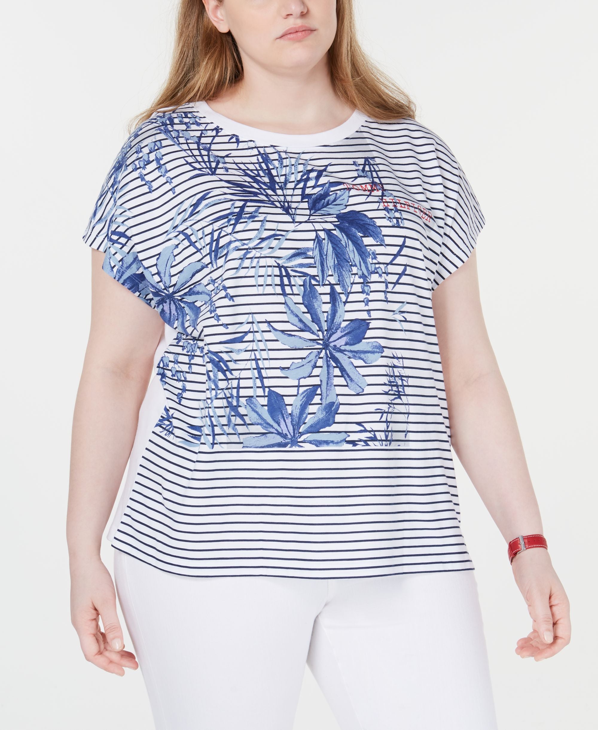 Tommy Hilfiger Plus Size Palm Striped Top