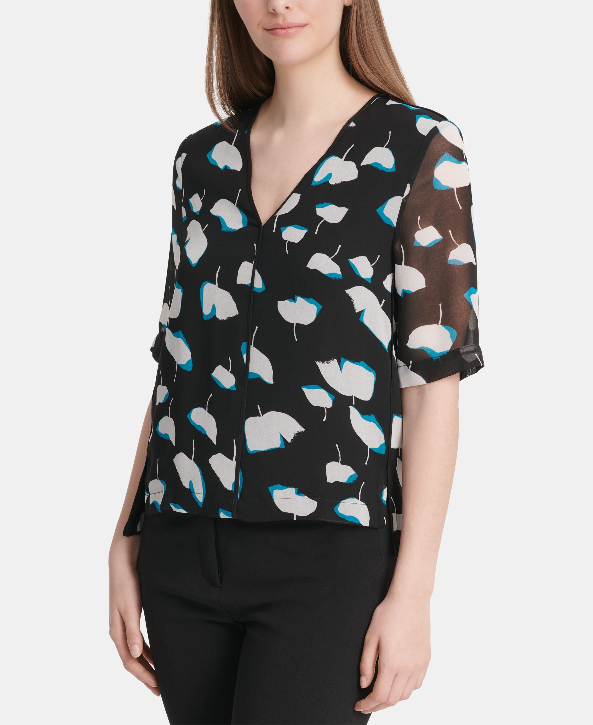 DKNY Piping Trim Blouse