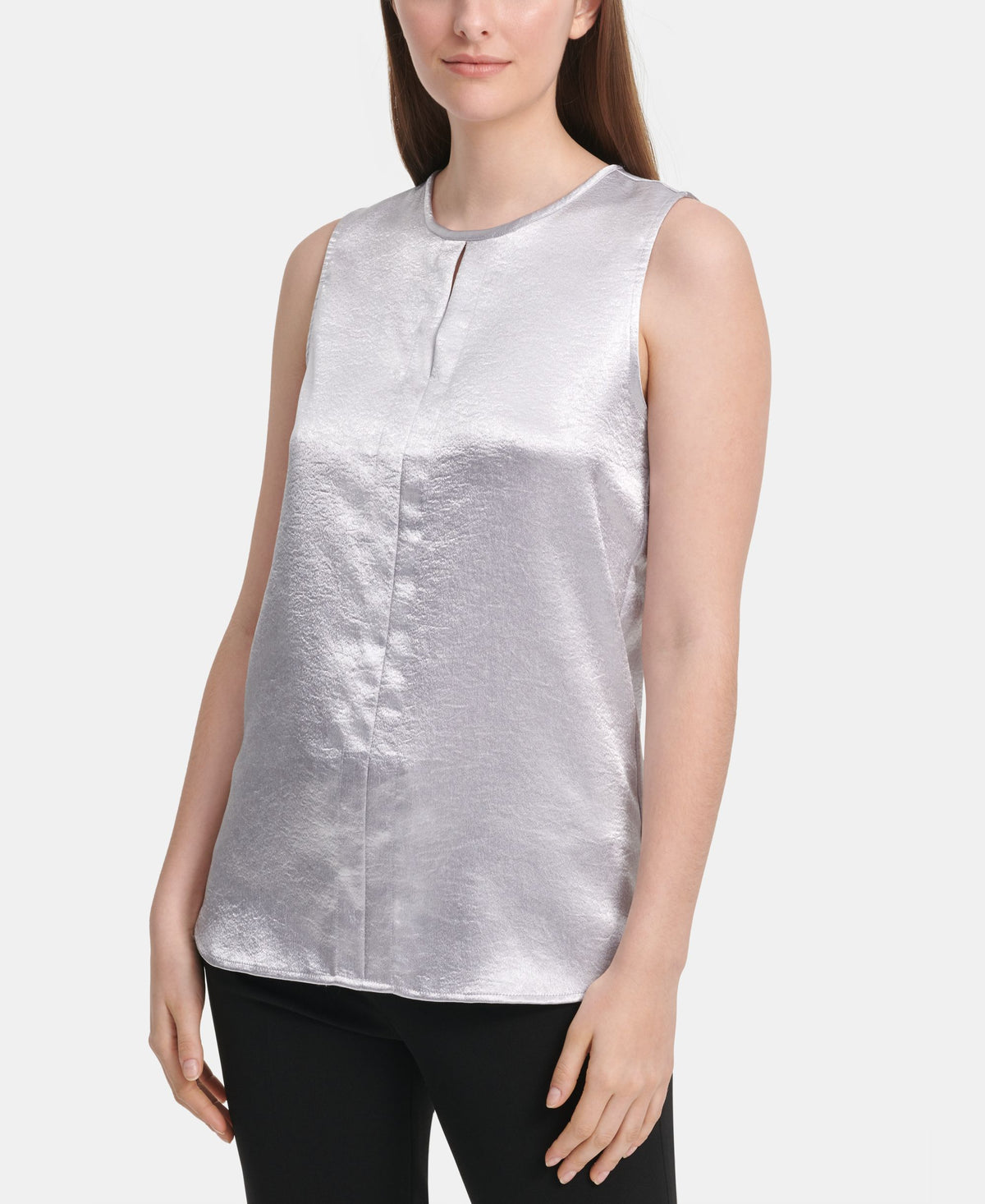 DKNY Sleeveless Crewneck Satin Top