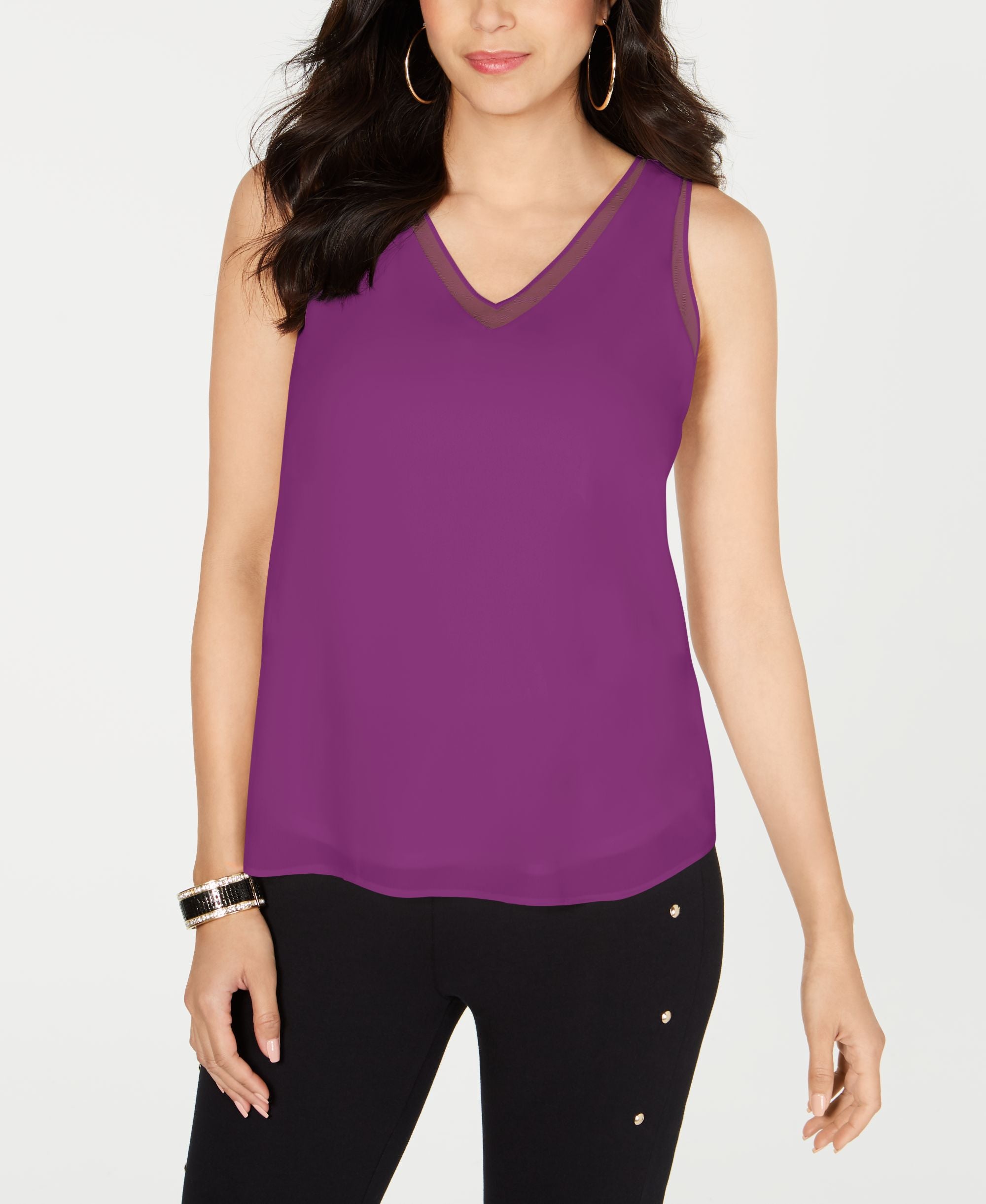 Mesh-Trim Tank Top